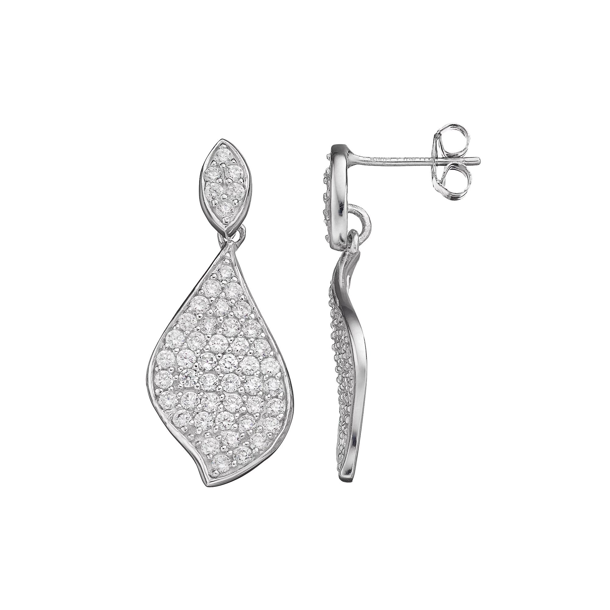 Sophie Miller Sterling Silver Cubic Zirconia Drop Earrings, Women's, White Product Image