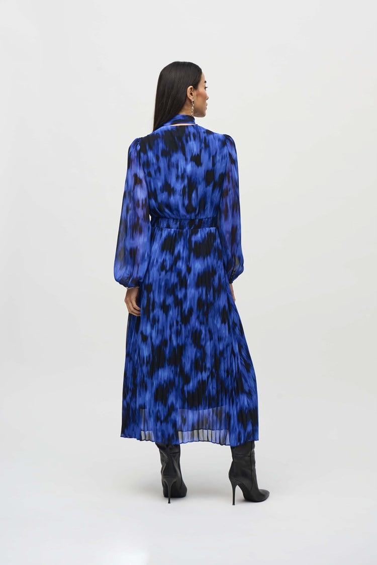 Chiffon Abstract Print Midi Dress- Royal Sapphire/Multi Product Image