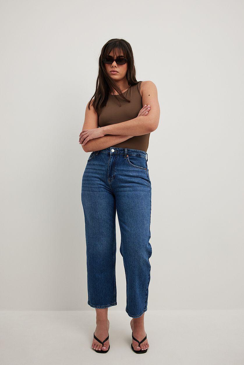 Straight High Waist Cropped Jeans Product Image