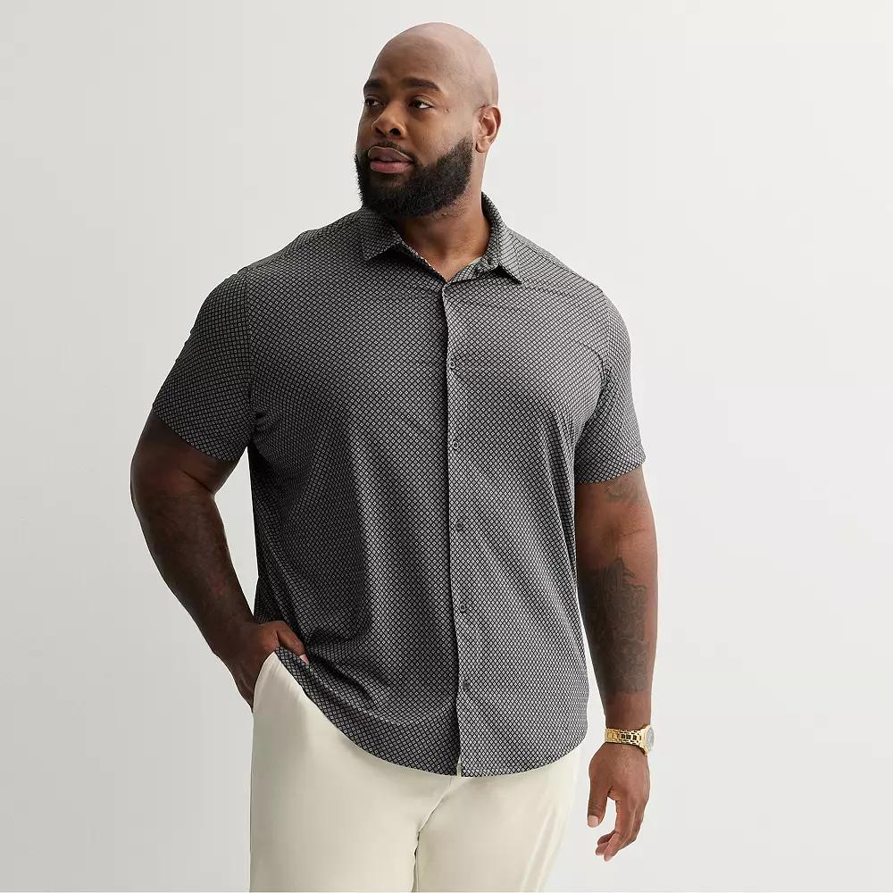 Big & Tall Apt. 9® Point Collar Button-Down Short Sleeve Shirt, Men's,  Product Image