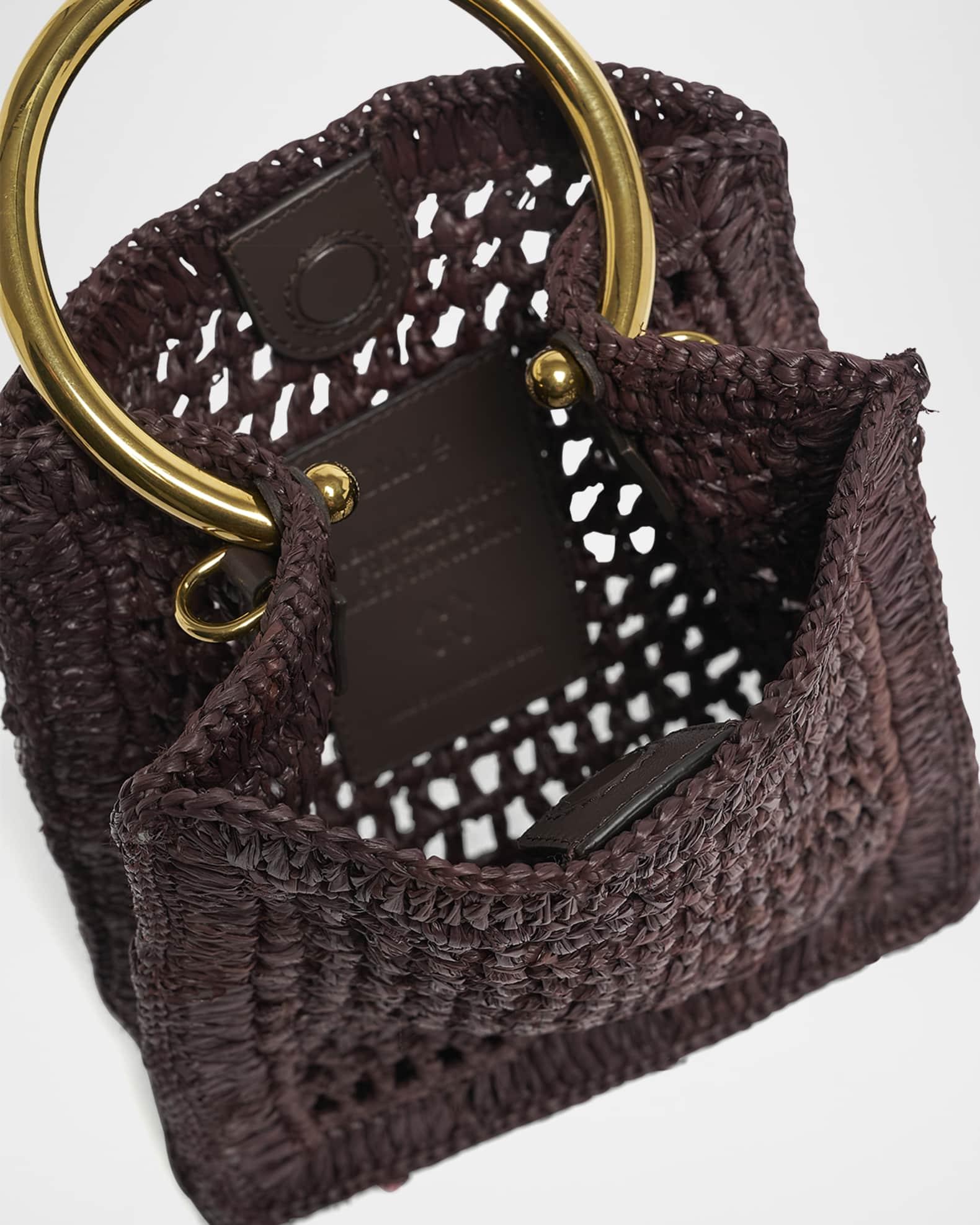 Summer Banana Tote Bag in Crochet Paper and Leather  Product Image