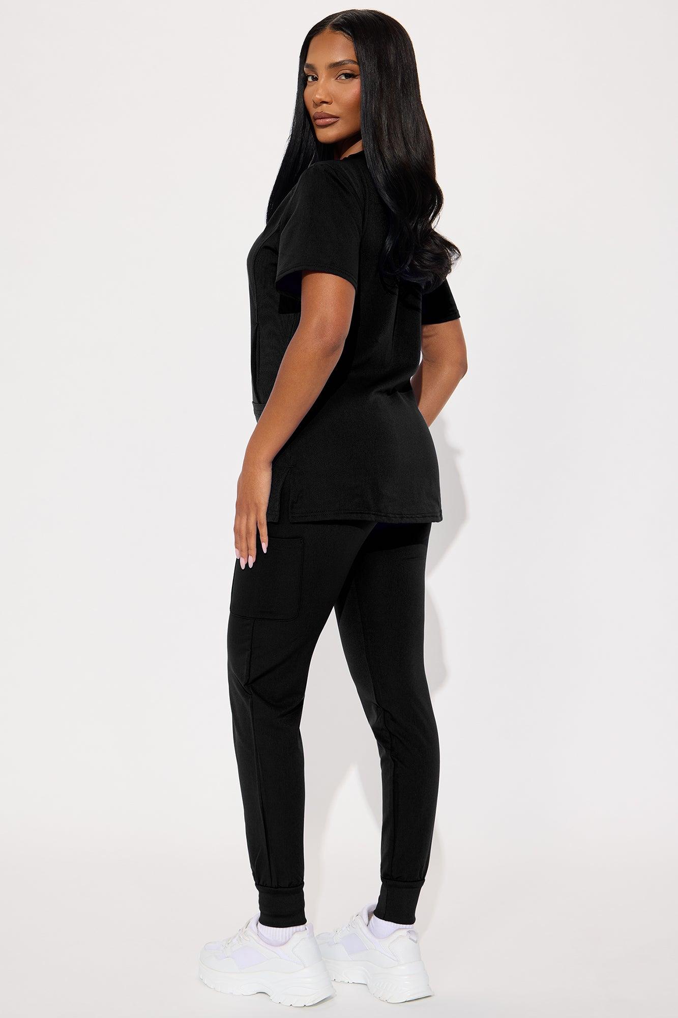 Overtime 4 Way Stretch Scrub Jogger Set - Black Female Product Image