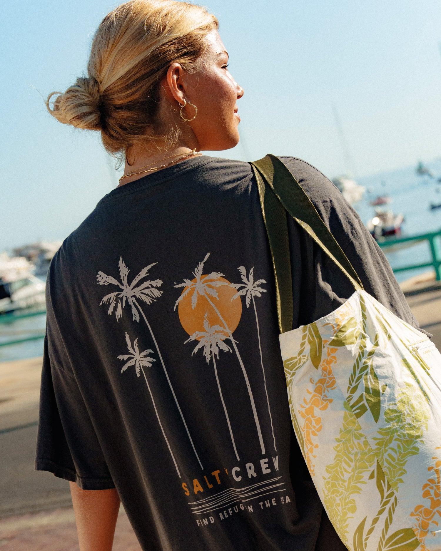 Palm Set Cover Up Tee - Charcoal Product Image