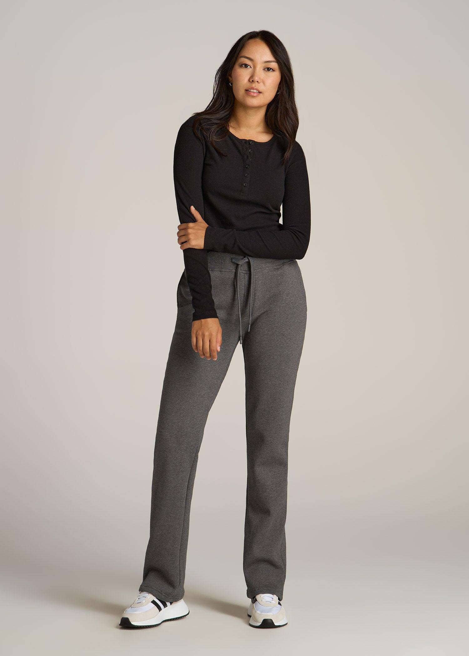 Wearever Fleece Open-Bottom Sweatpants for Tall Women in Grey Mix Female Product Image