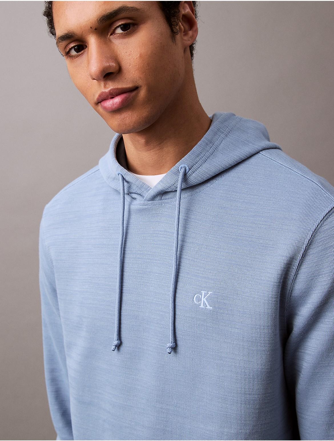 Calvin Klein Mens Cotton Blend Rib Classic Hoodie - Blue Product Image