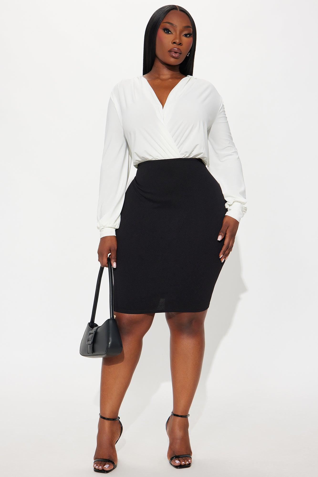 Power Move Long Sleeve Midi Dress - Black/White Female Product Image