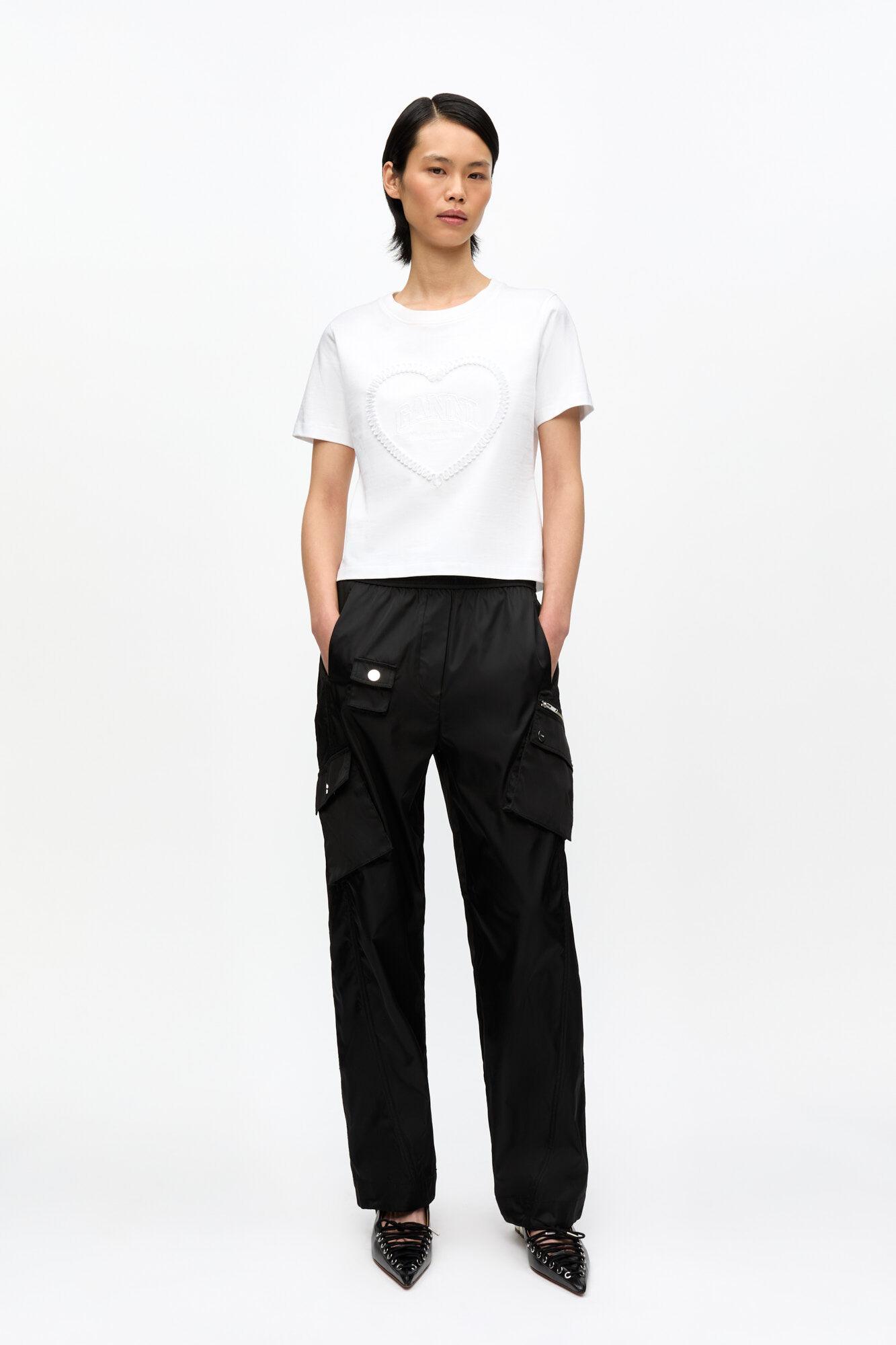 White Cropped Heart T-Shirt Product Image