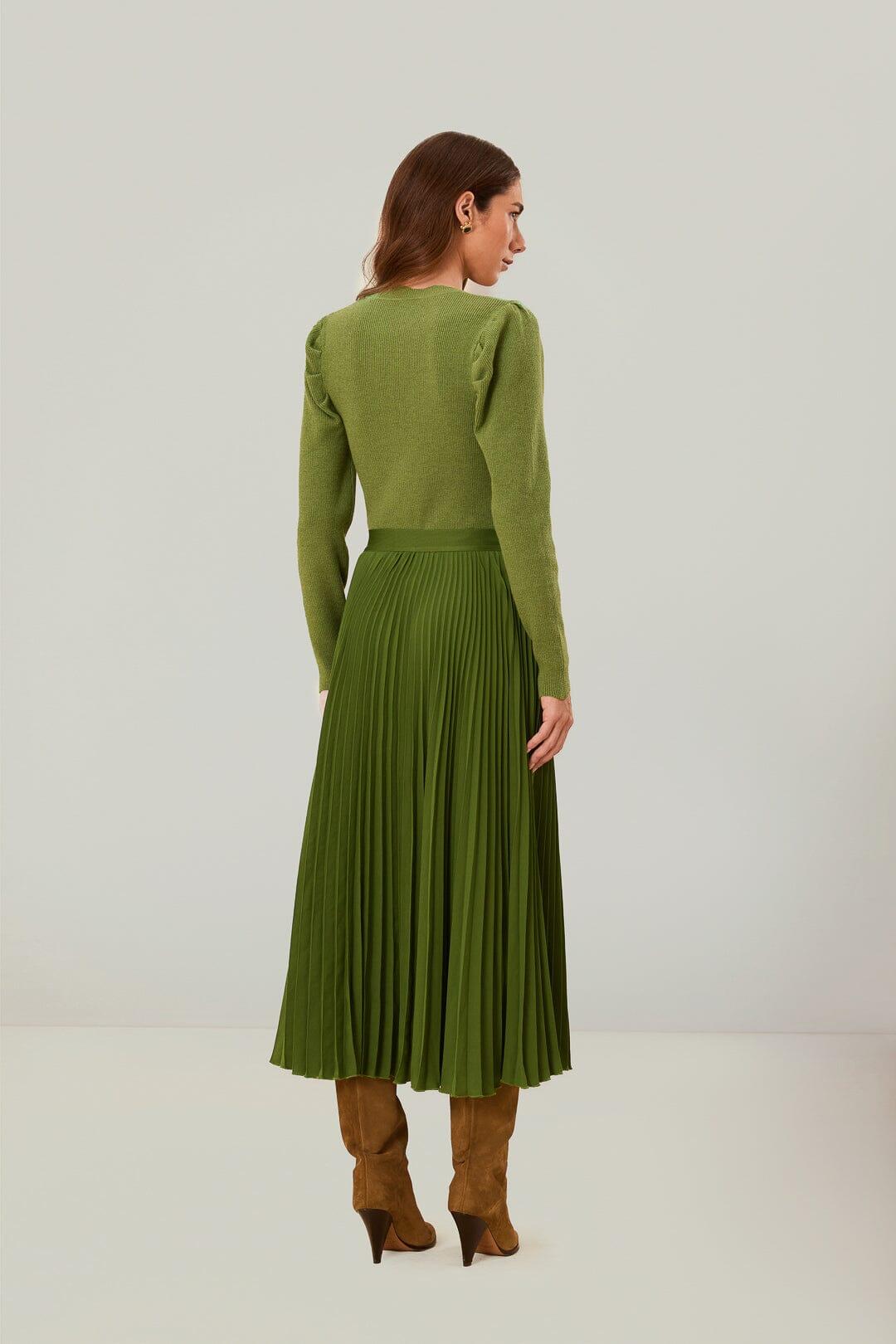 Green Pleated Maxi Skirt Product Image
