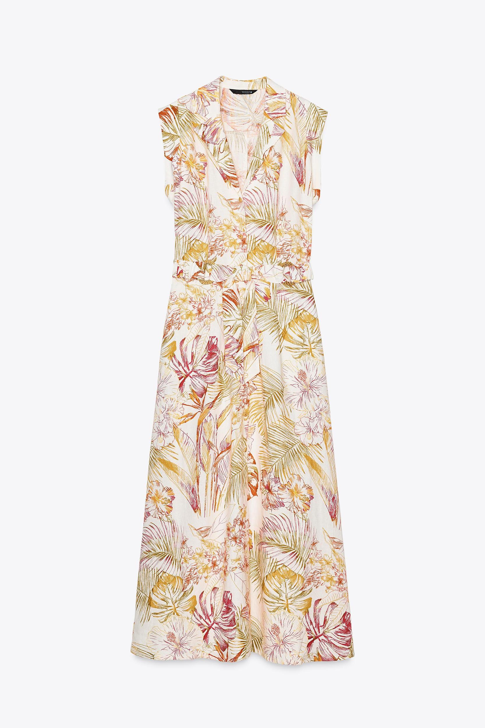 PRINTED LINEN MIDI DRESS Product Image