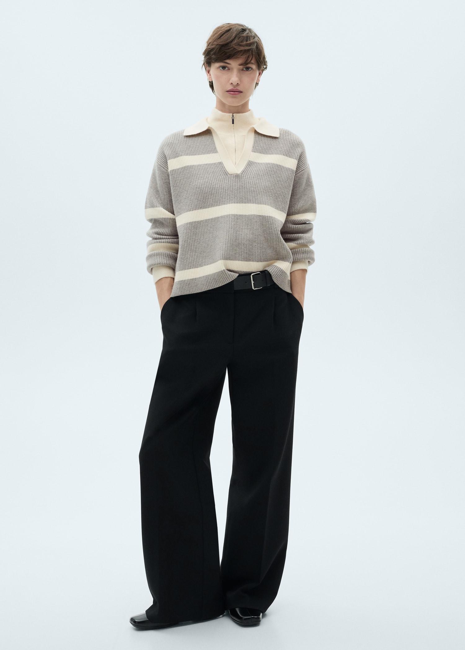 Knitted polo-neck sweater - Women | MANGO USA Product Image