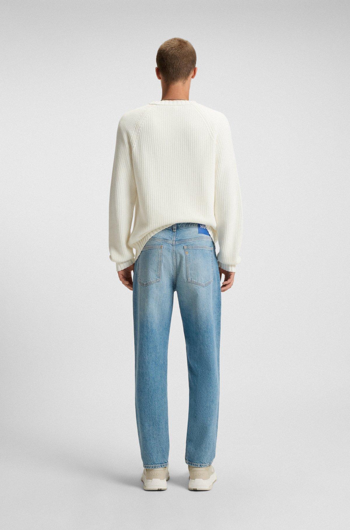 Tapered-fit jeans in green-cast stretch denim Product Image