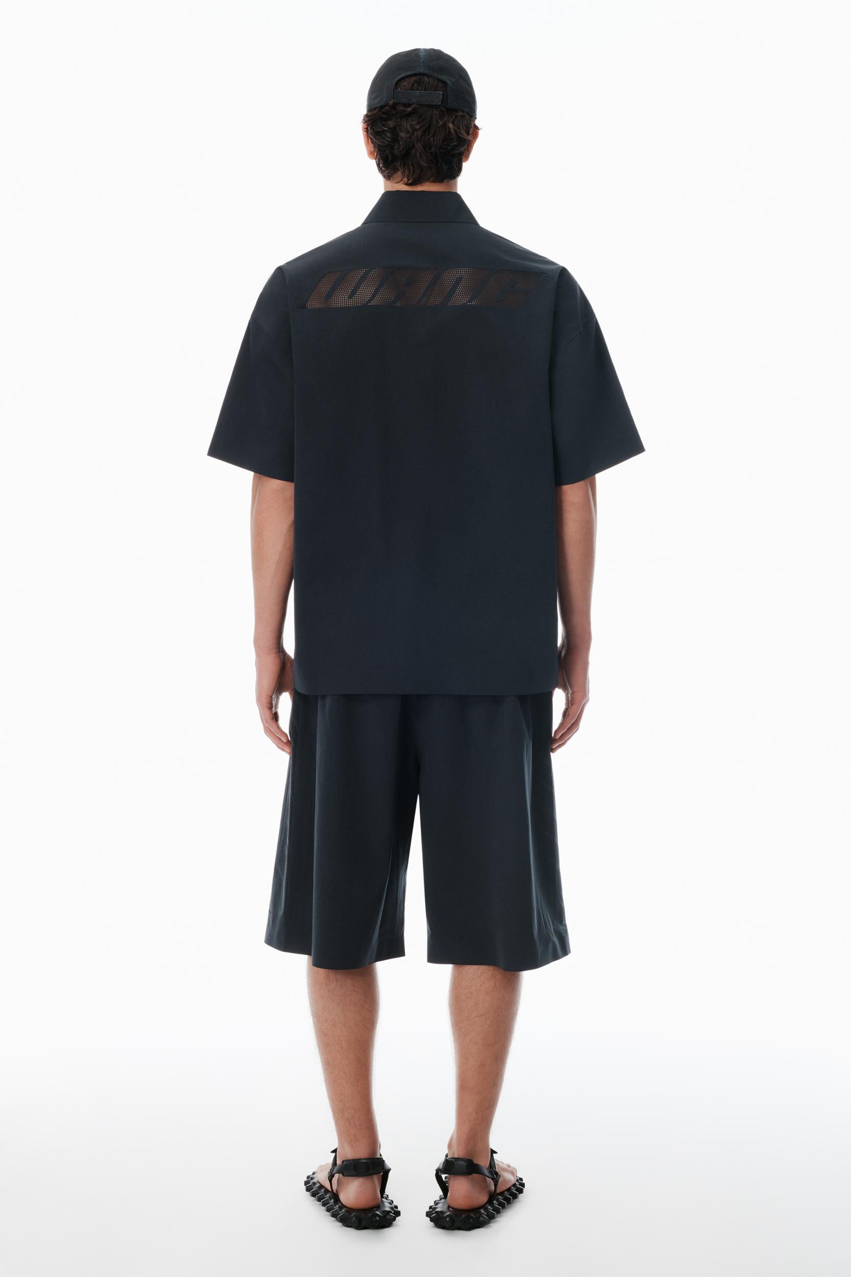 Black Laser-cut Logo Button Up Shirt  Product Image