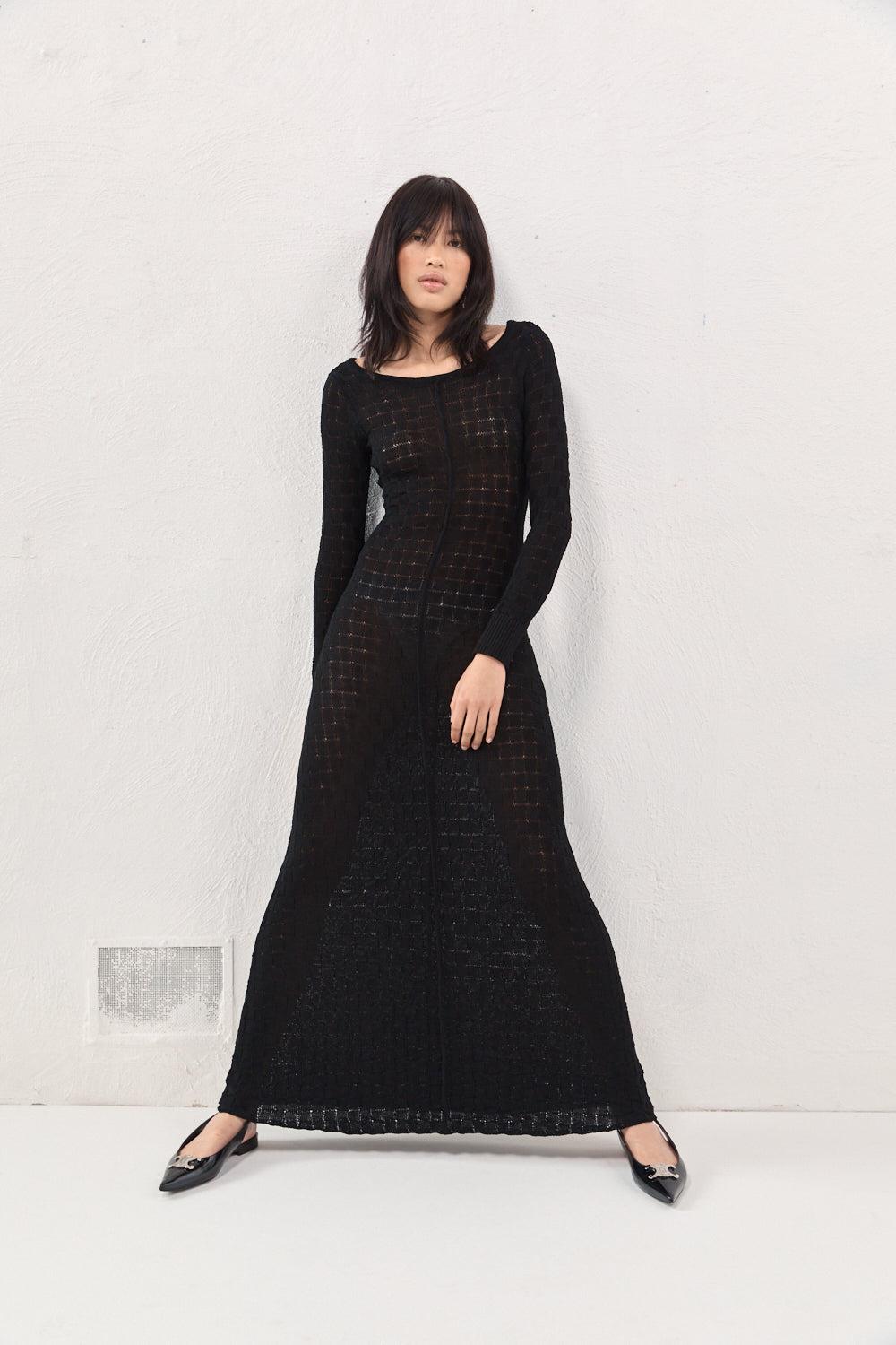 Zelda Knit Maxi Dress Black Product Image