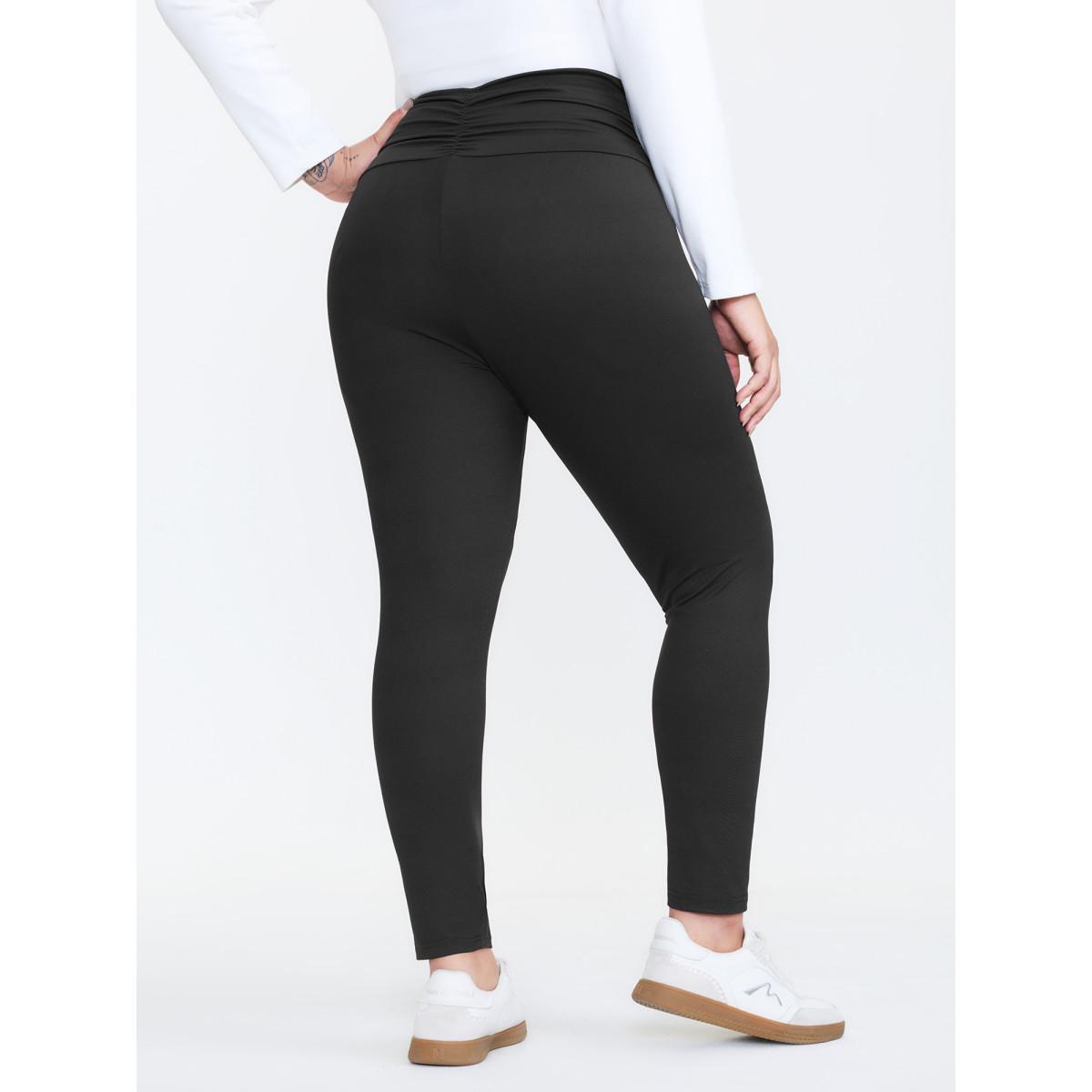 Plus Size Stretchy Cross Waist Slim Fit Leggings Women Black Leisure High stretch Skinny High Rise Casual Leggings BloomChic 14-16/1X Product Image