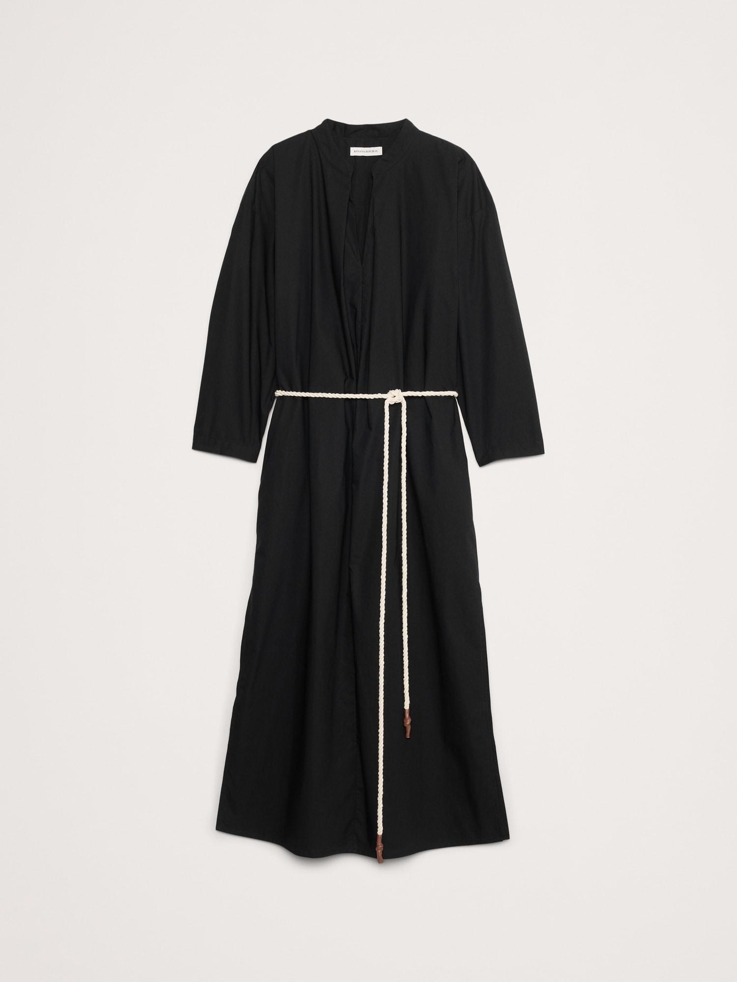 Cotton Poplin Split-Neck Shirt Dress Product Image