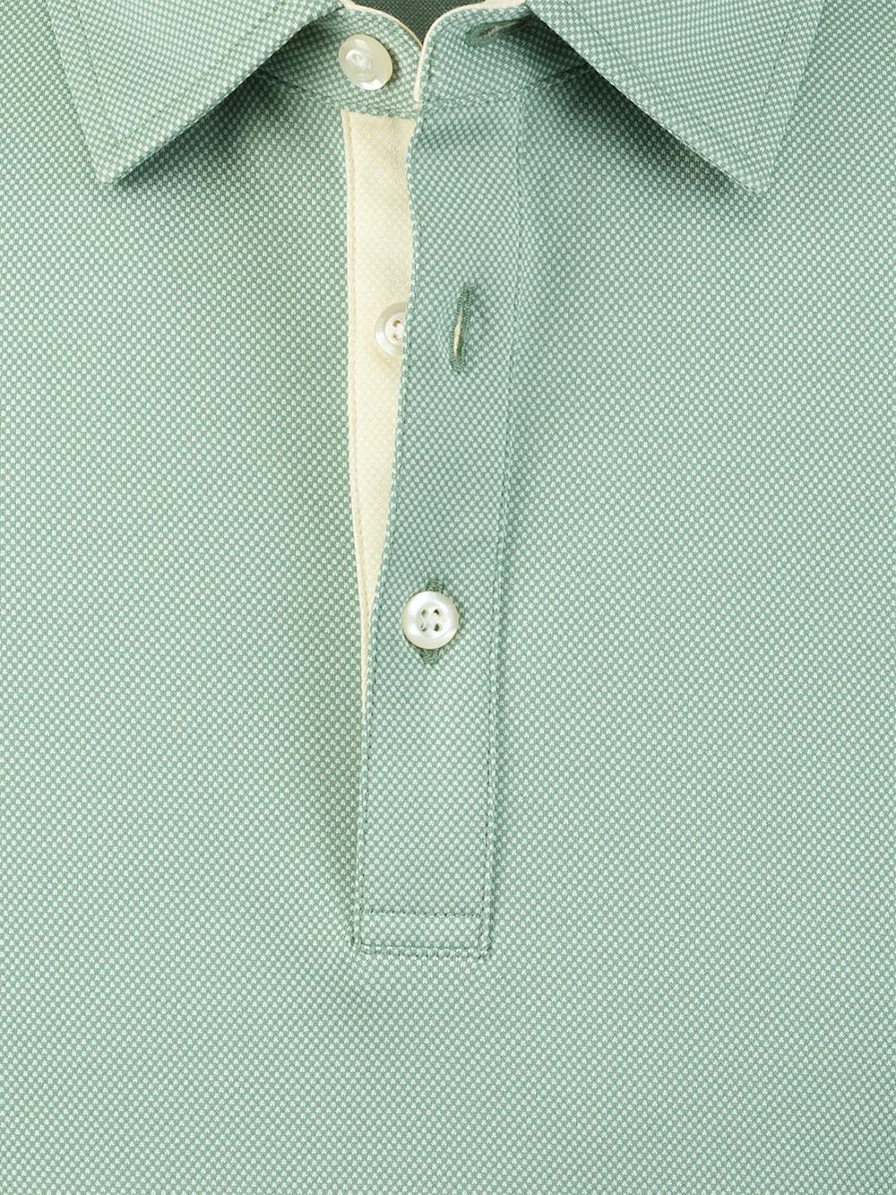 Cotton Blend Three Button Polo - Green Product Image