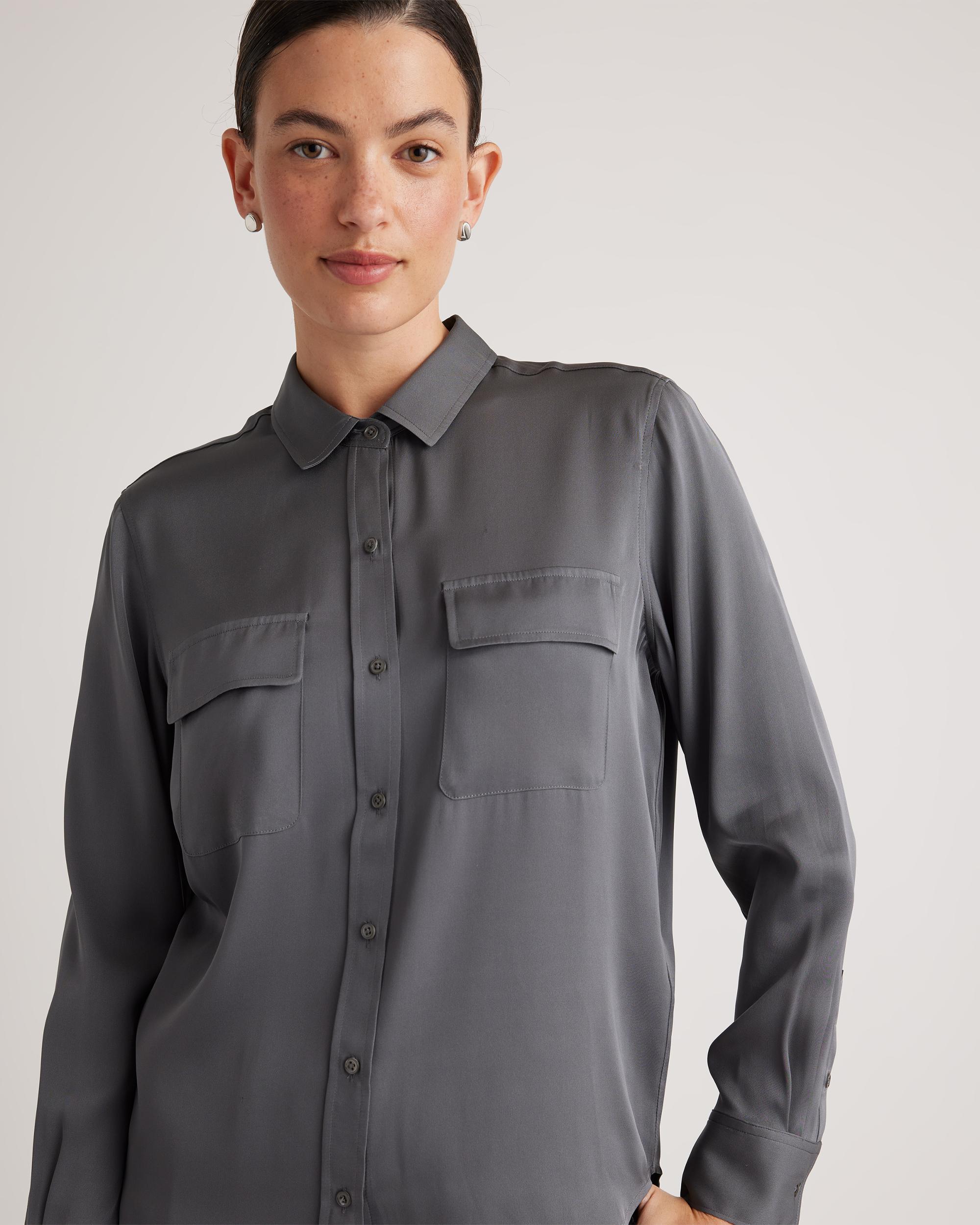 Quince | Women's Washable Stretch Silk Utility Long Sleeve Blouse Product Image