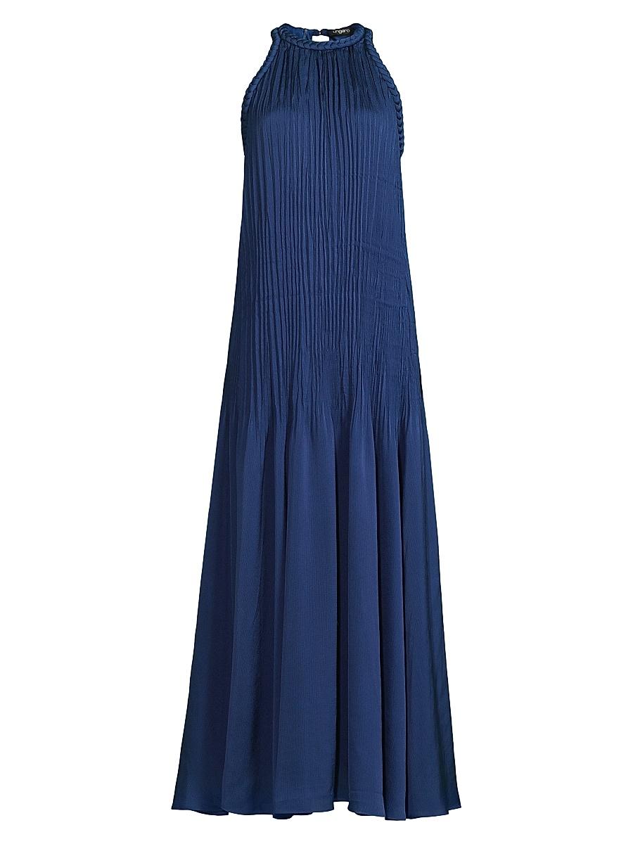 Womens Eva Pleated Satin Maxi Dress Product Image