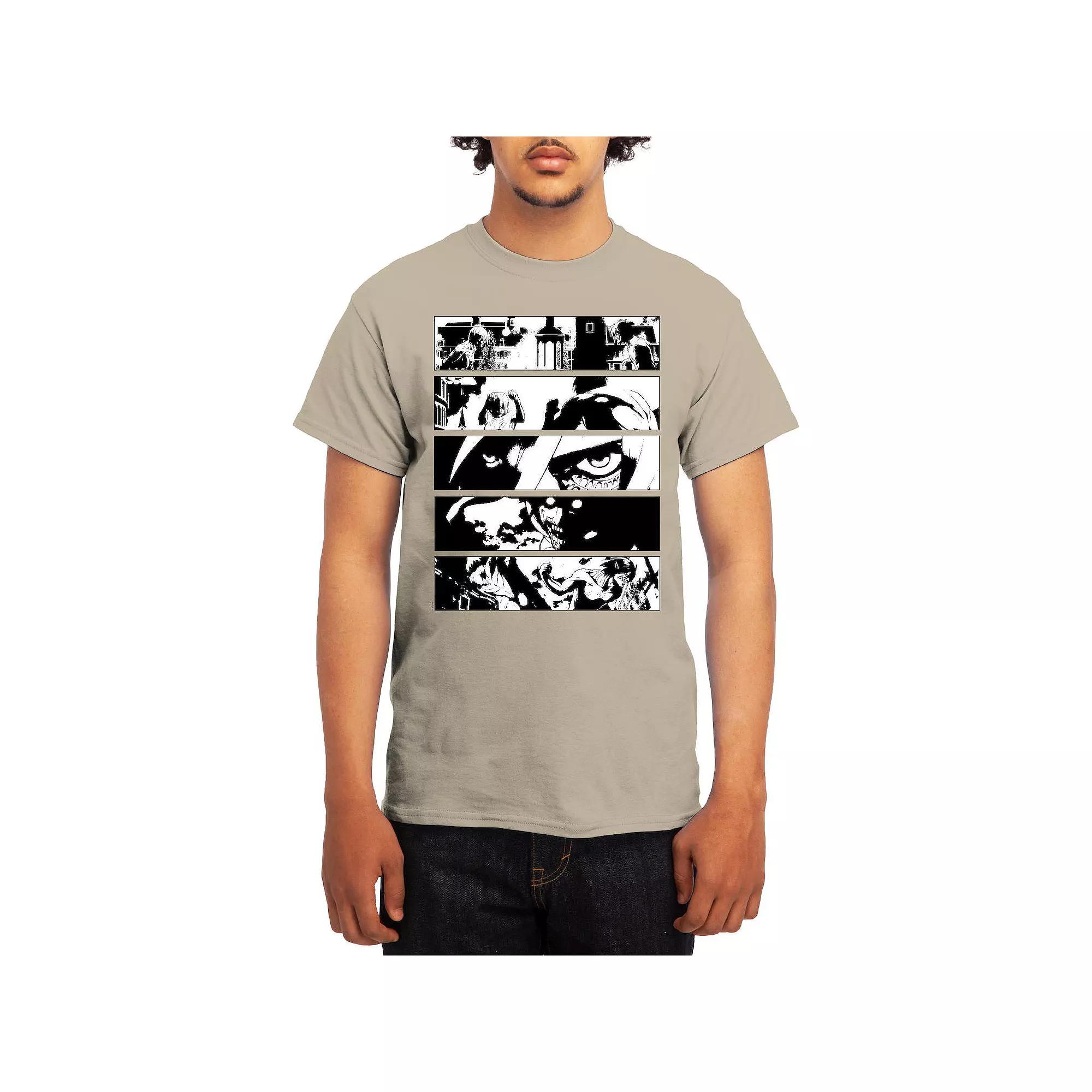 Men's Attack on Titan Black & White Battle Layout Tee, Size: Small Product Image