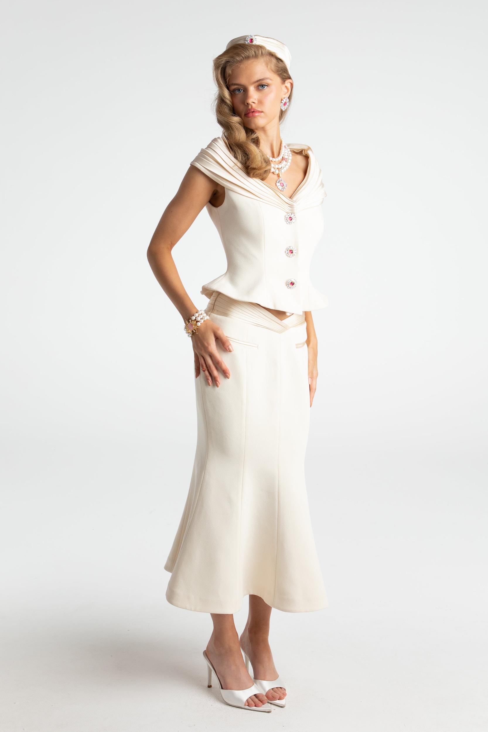 Belle Satin Skirt (Beige (Final Sale) Product Image