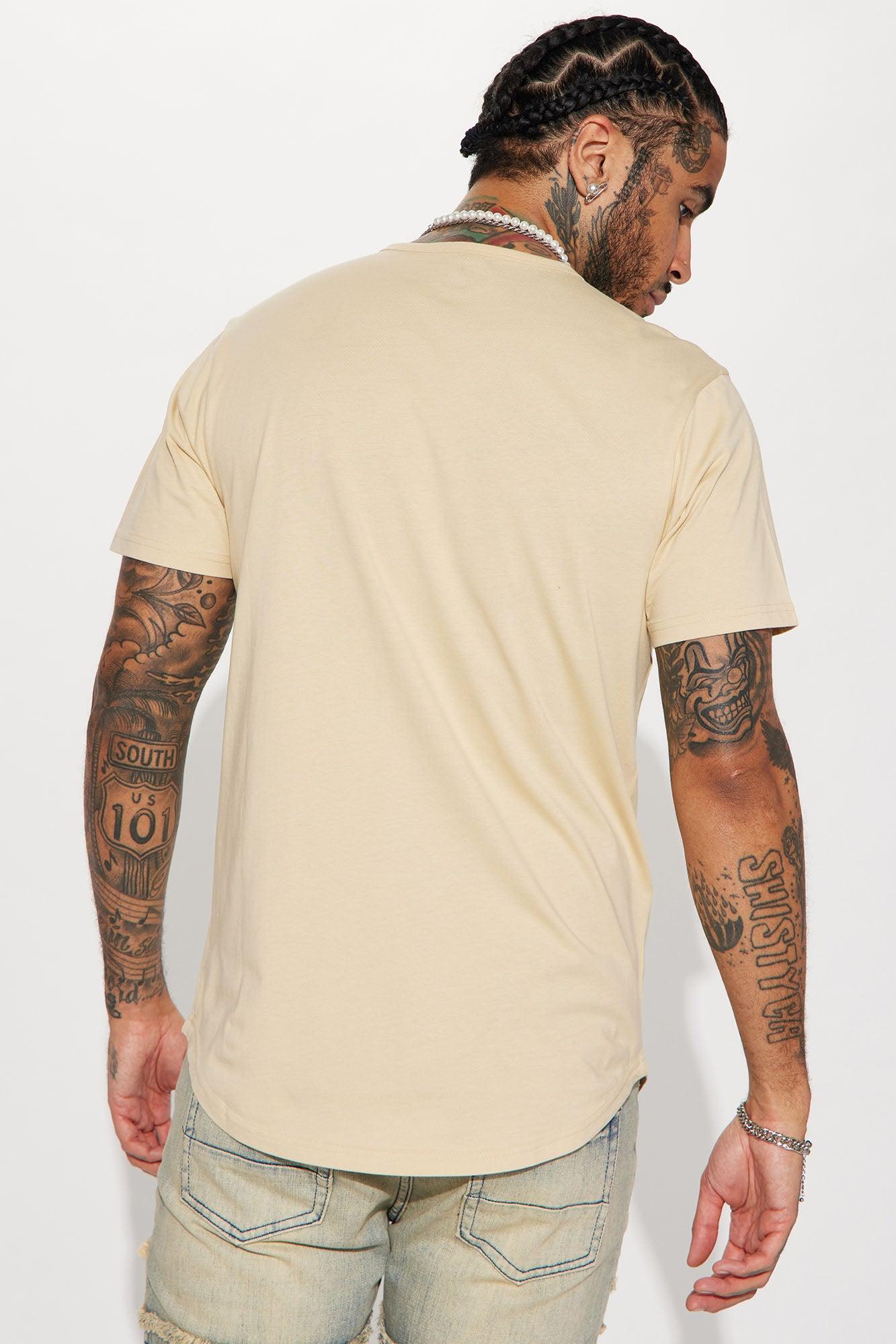 Essential Short Sleeve Scallop Crew Tee - Tan Product Image
