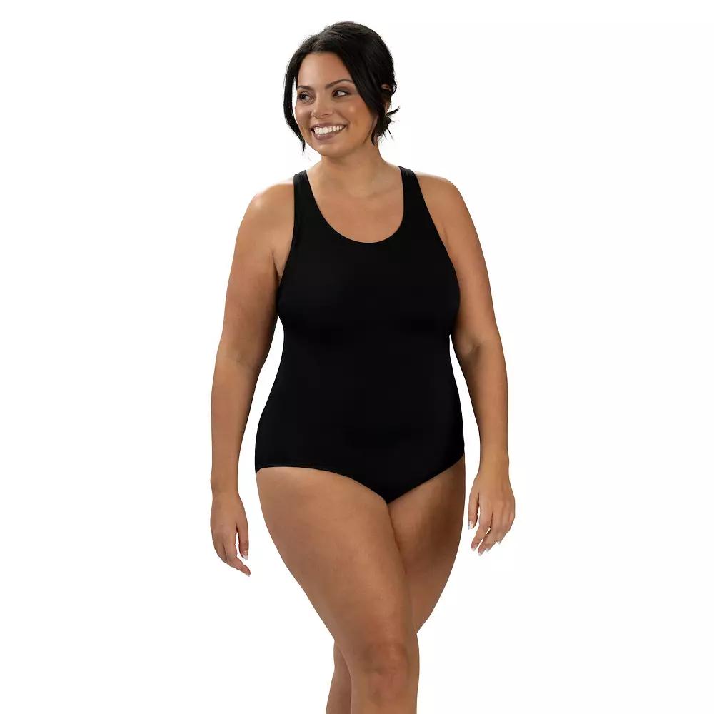 Women's Little Dolfin Aquashape Scoop Neck Conservative One-Piece Swimsuit,  Product Image