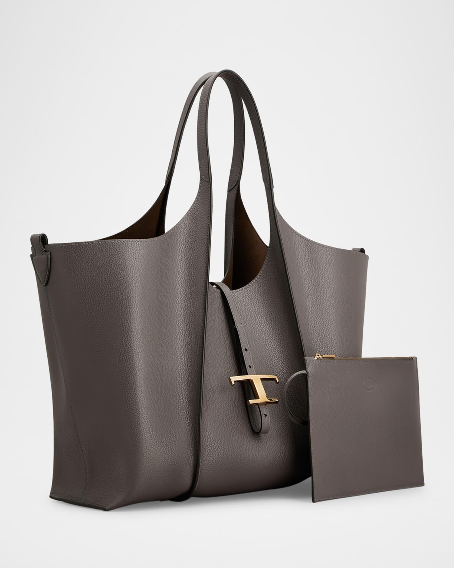 T Pendant Leather Shopper Tote Bag Product Image