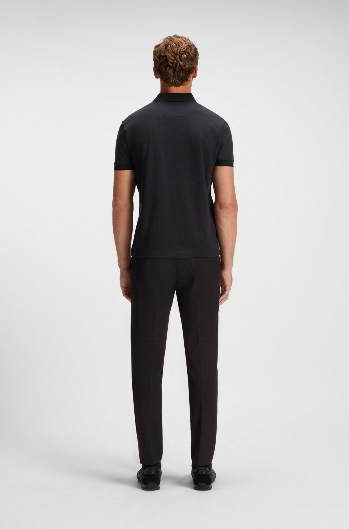 Stripe-collar polo shirt in cotton piqué Product Image