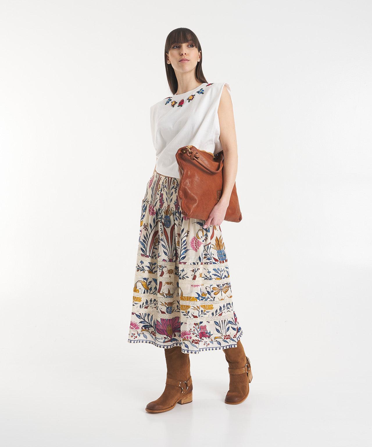 Midi skirt with floral pattern Product Image