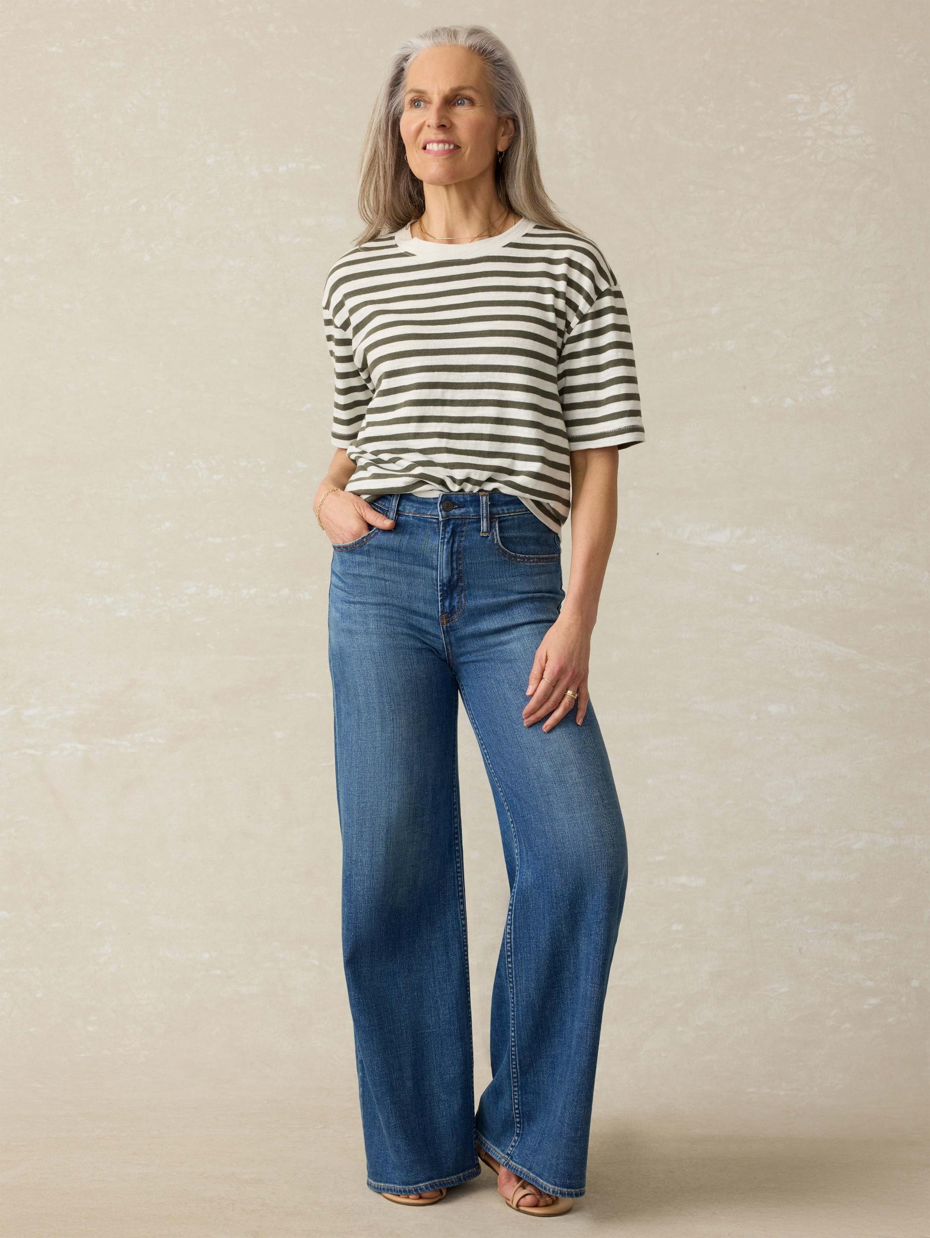 Organic Cotton Sunwashed Slub Vintage Tee - Brookline Stripe Female Product Image