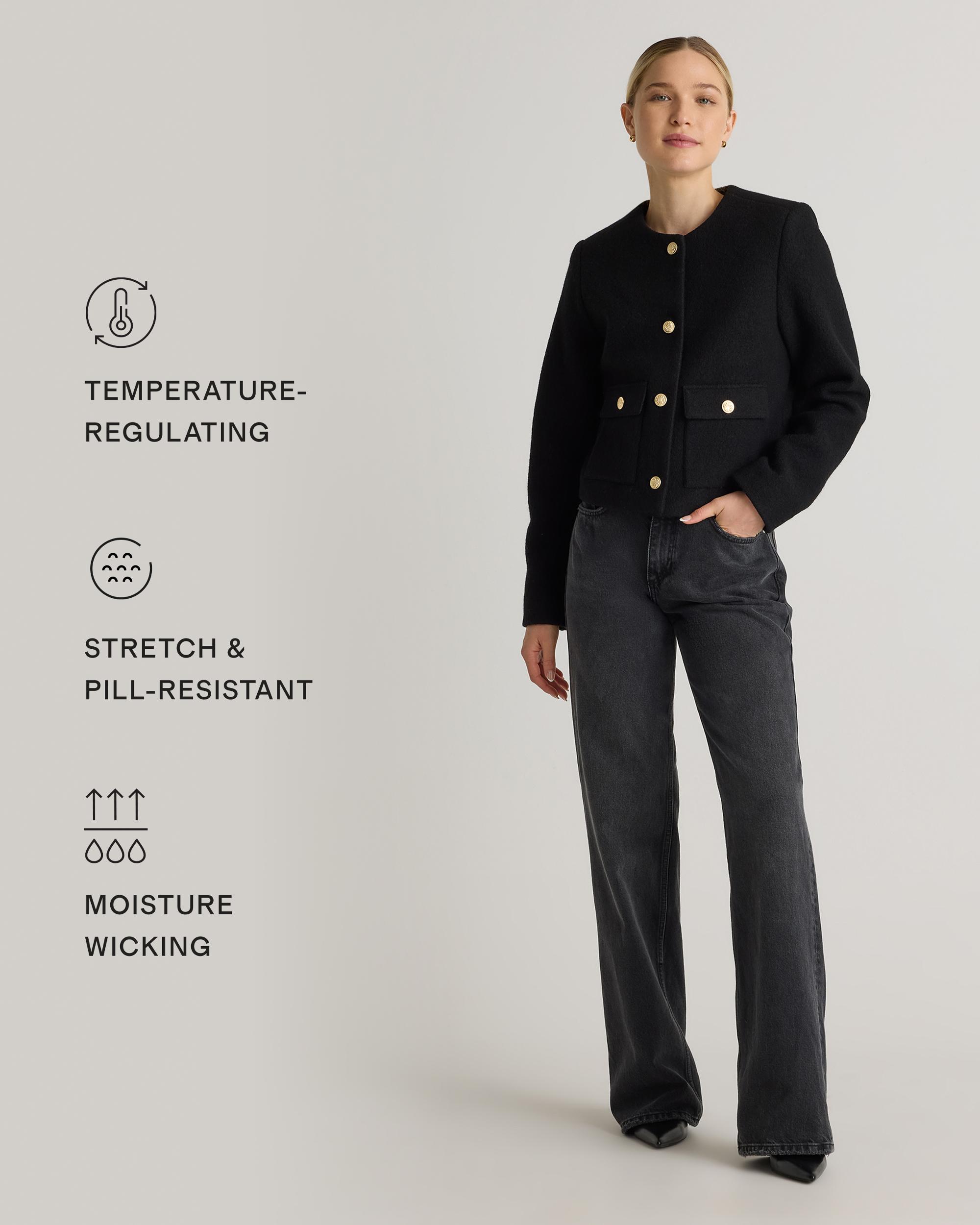 Quince | Women's 100% Merino Wool Collarless Cropped Jacket Product Image