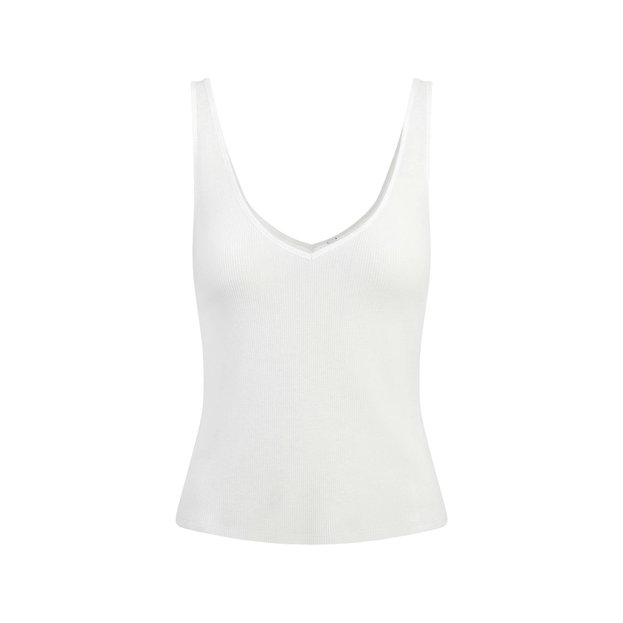 SHEER COTTON V NECK TANK | SNOW Product Image