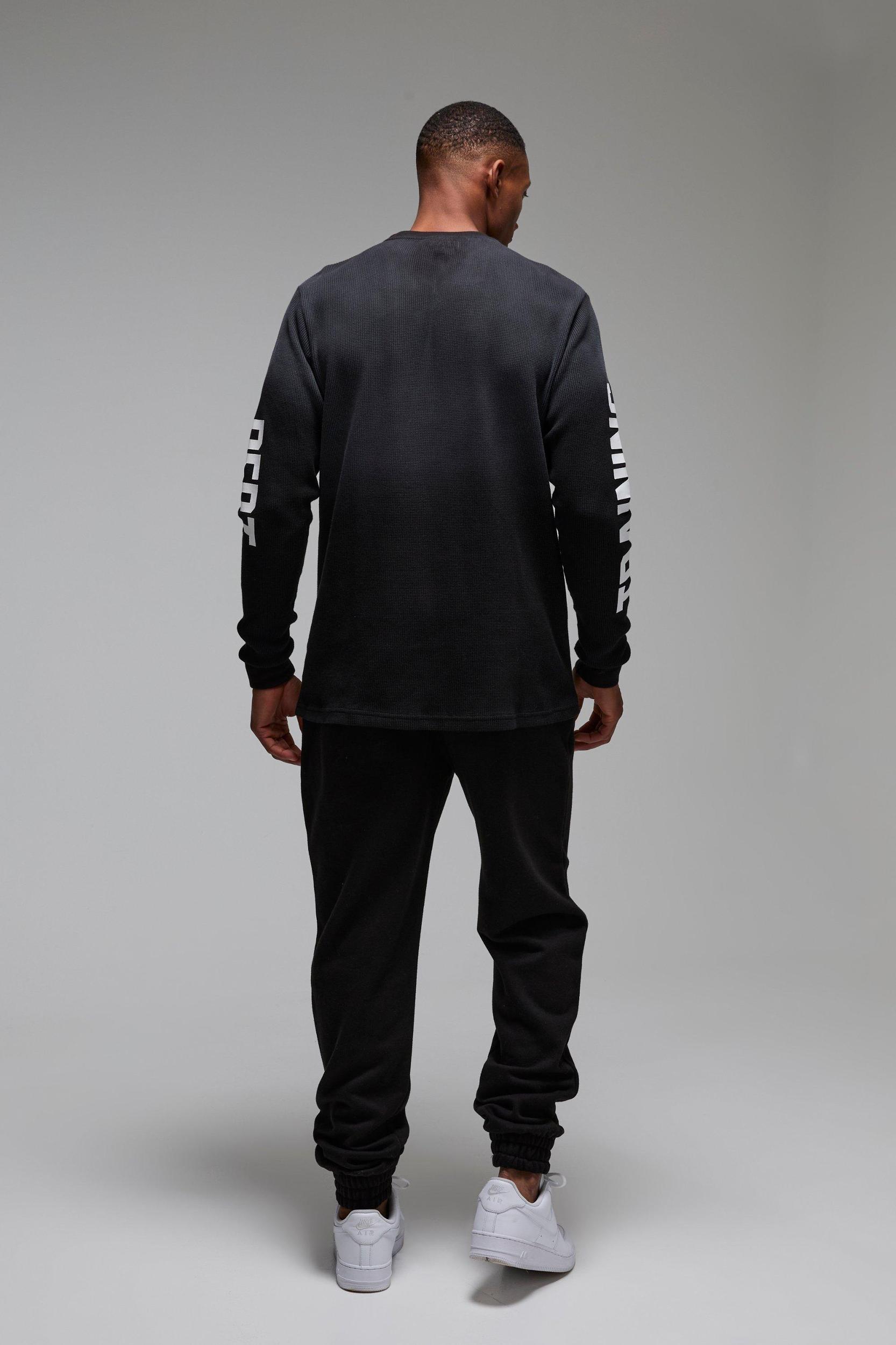 Training Dept Waffle Long Sleeve T-shirt | boohooMAN USA Product Image