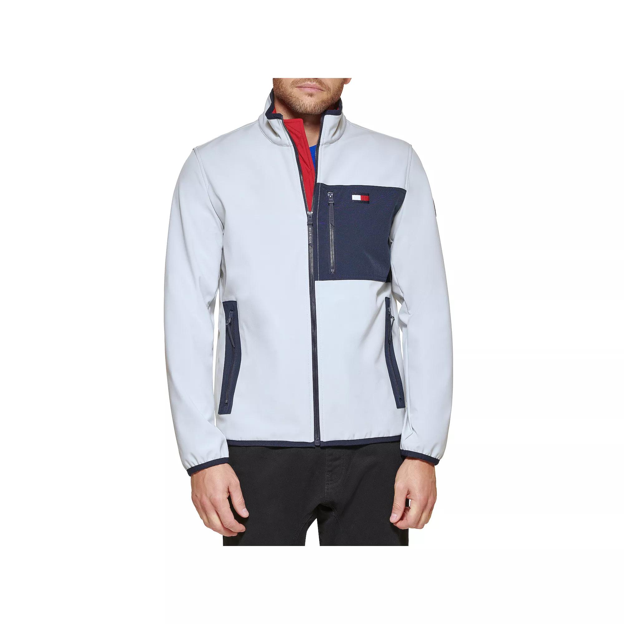 Men's Tommy Hilfiger Softshell Stand Collar Jacket, Size: Medium, White Product Image