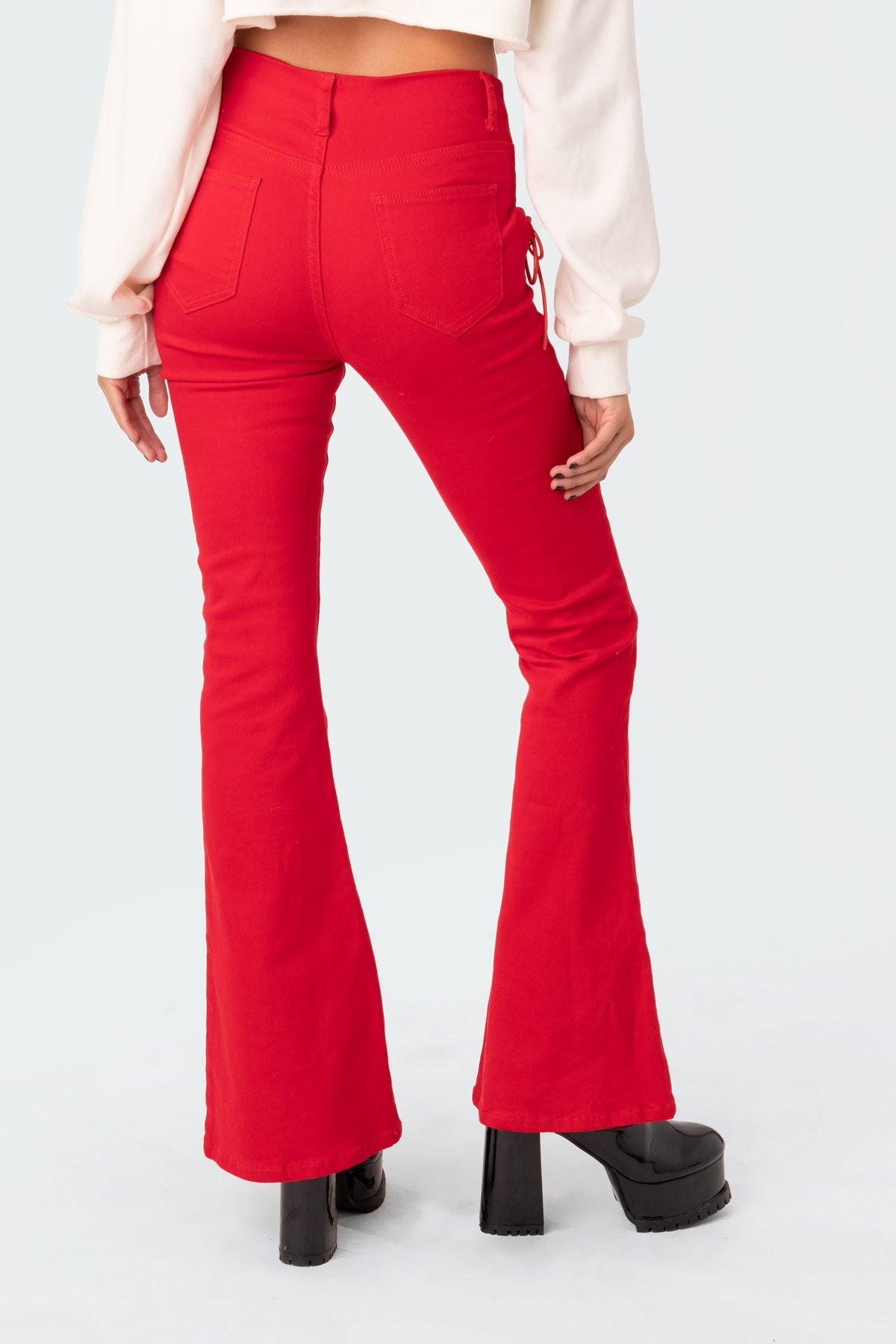 Engine Red Flared Jeans Product Image