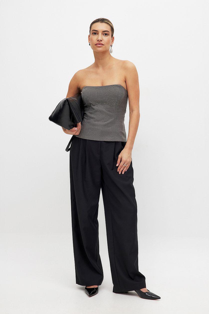 Rhinestone Corset Top Grey Product Image