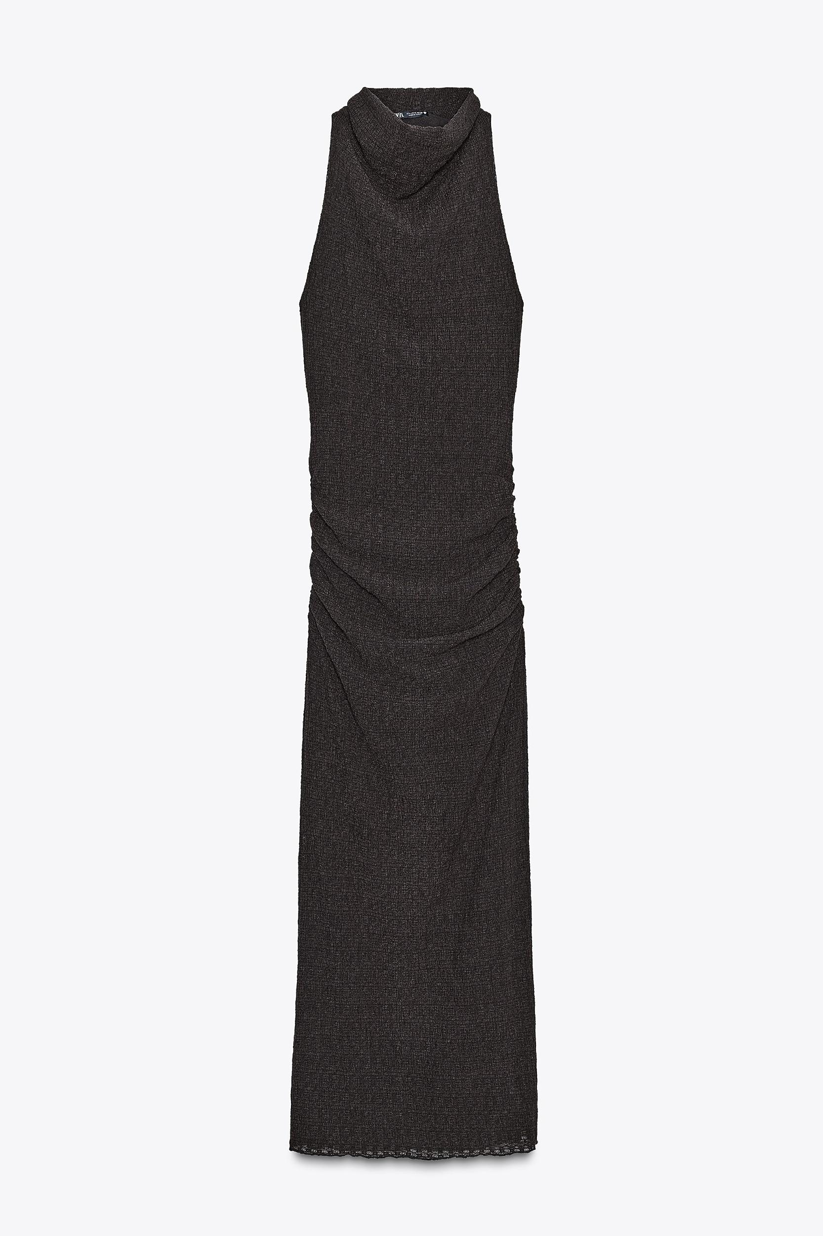 TEXTURED HALTER LONG DRESS Product Image