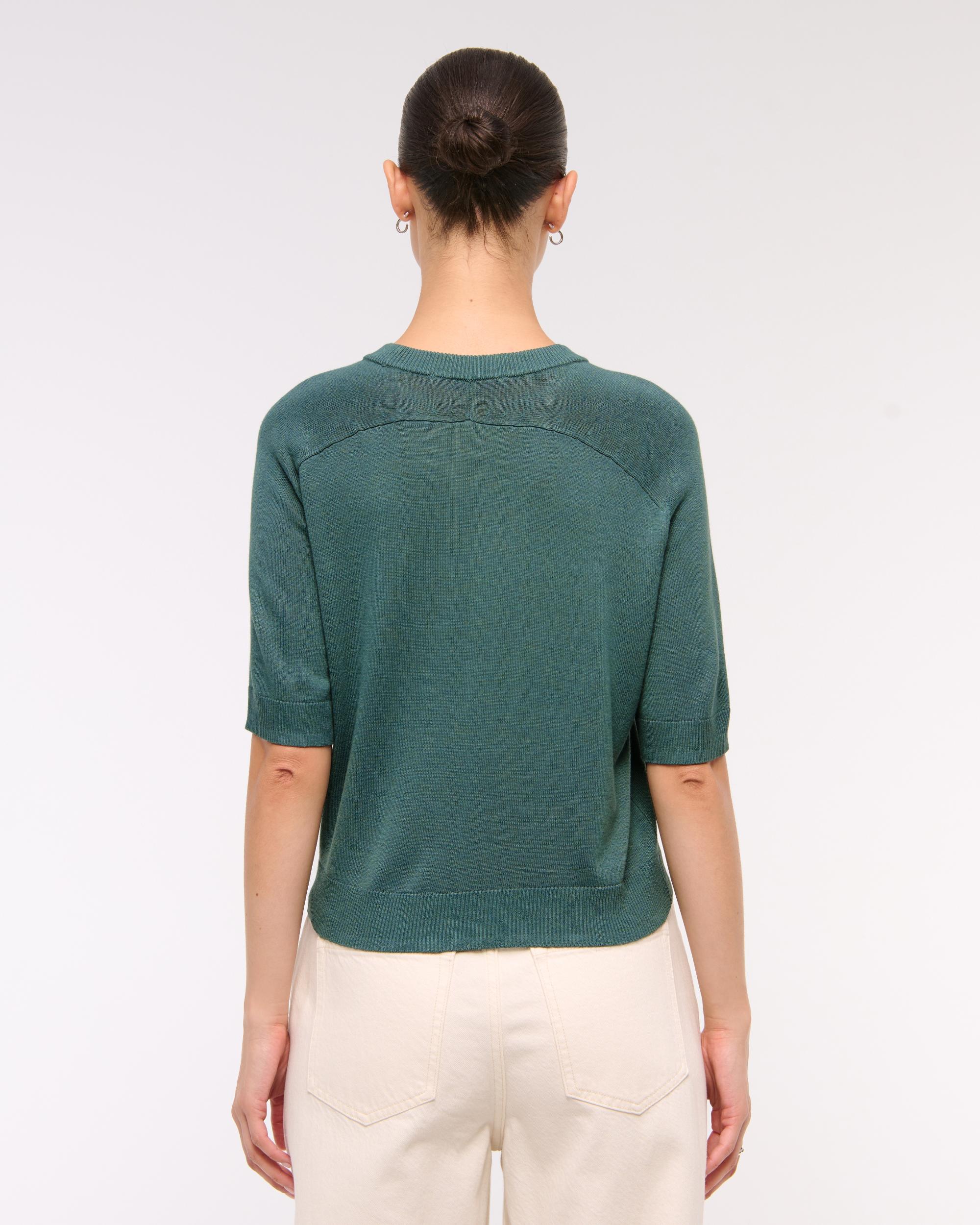 The A&F Madeline Textural Crew Sweater Tee Product Image