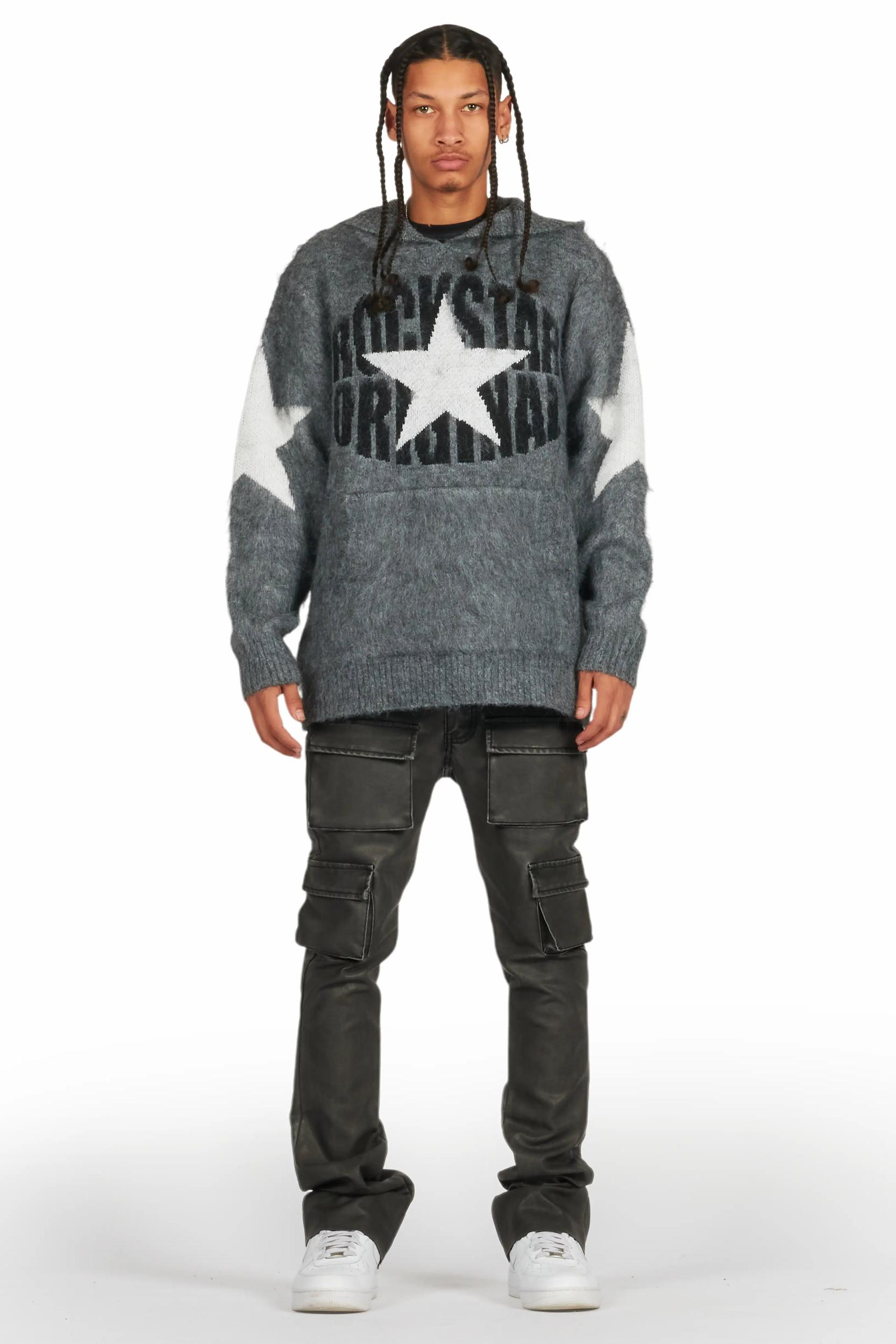 Khaza Distressed Black PU Leather Jean Male Product Image