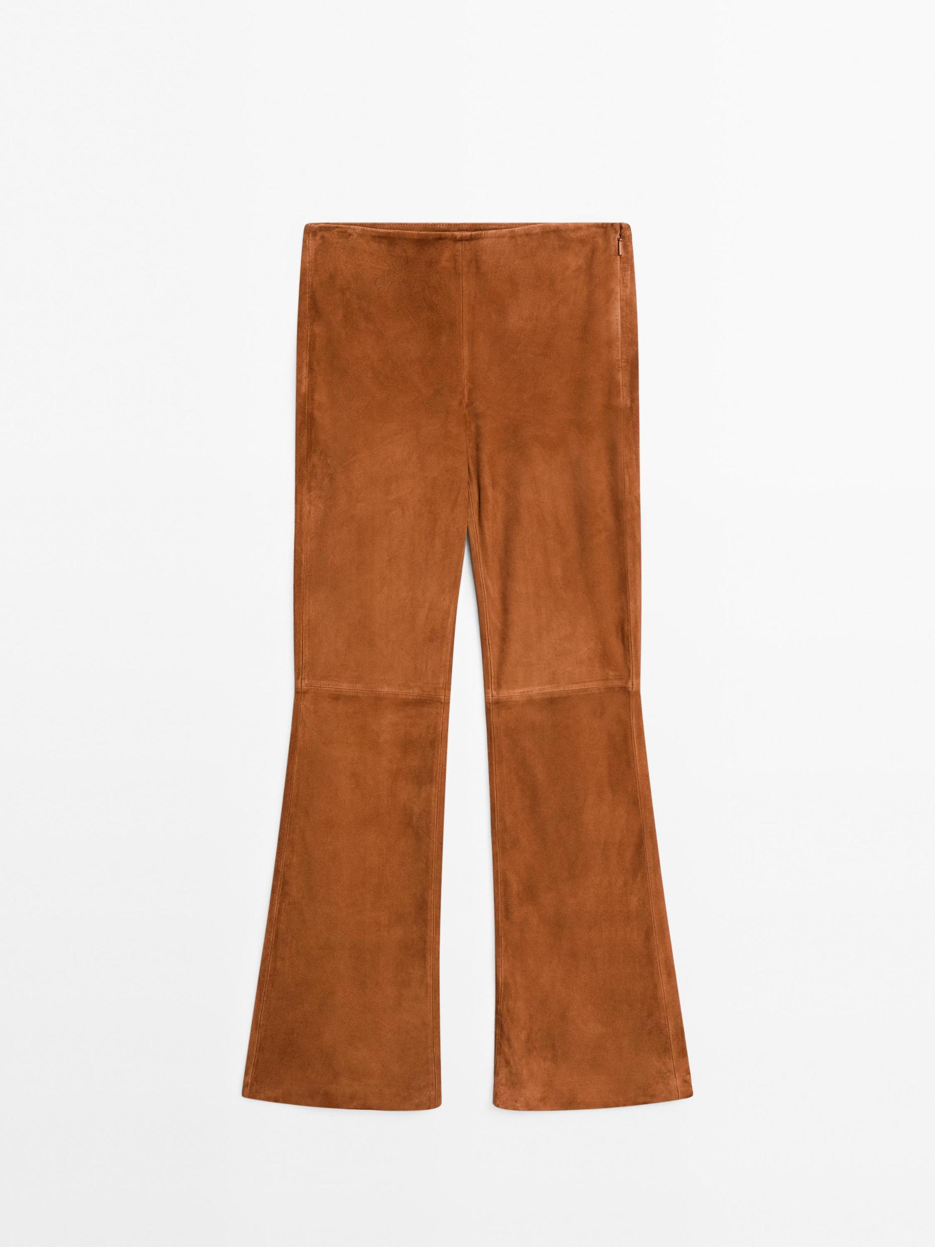 Flared suede leather trousers Product Image