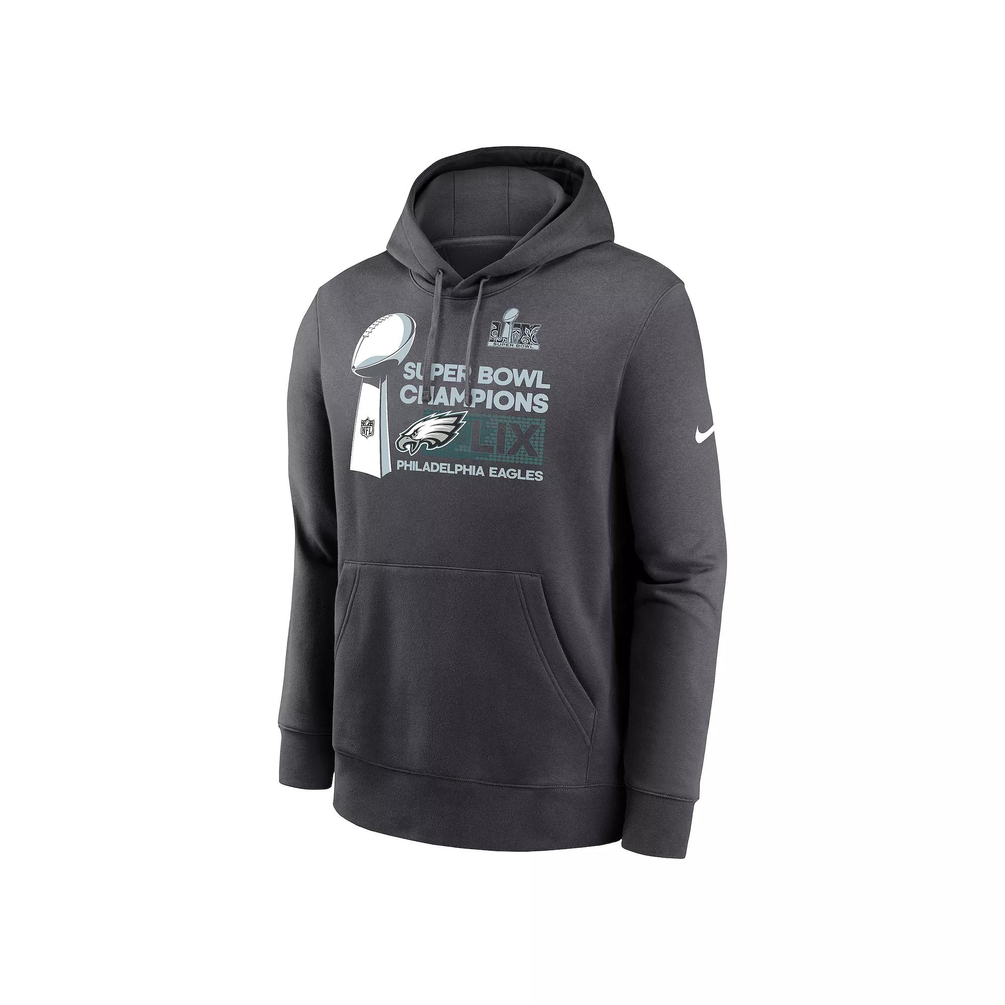 Men's Nike Philadelphia Eagles Super Bowl LIX Champions Locker Room Trophy Collection Fleece Hoodie, Size: 5XL, Grey Product Image