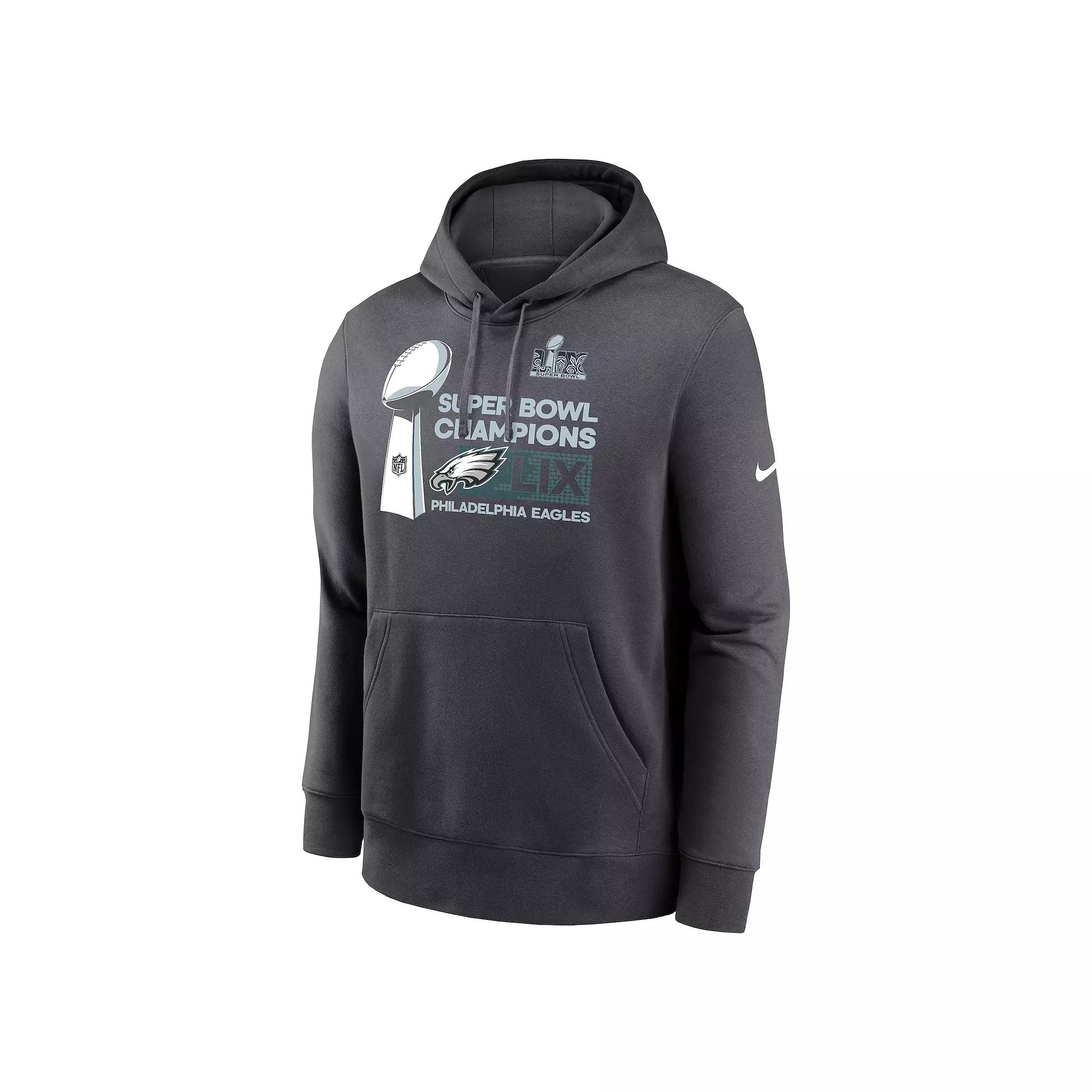 Men's Nike Philadelphia Eagles Super Bowl LIX Champions Locker Room Trophy Collection Fleece Hoodie, Size: 5XL, Grey Product Image
