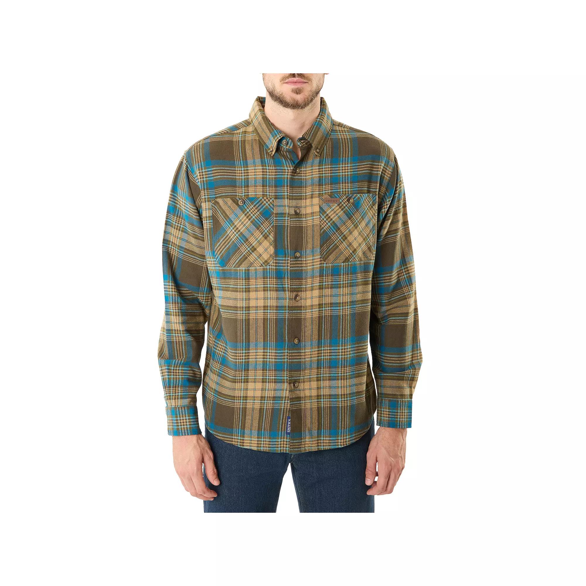 Men's Smith's Workwear Regular-Fit Two-Pocket Flannel Button-Down Shirt,  Product Image
