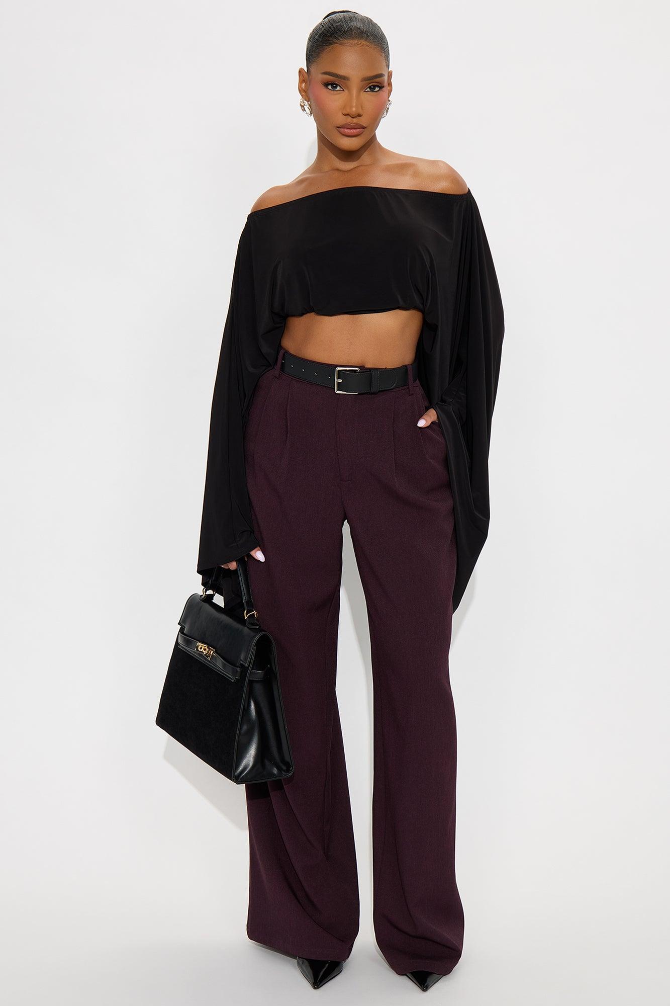 Cynthia Wide Leg Trouser Pant 33″ - Plum Female Product Image
