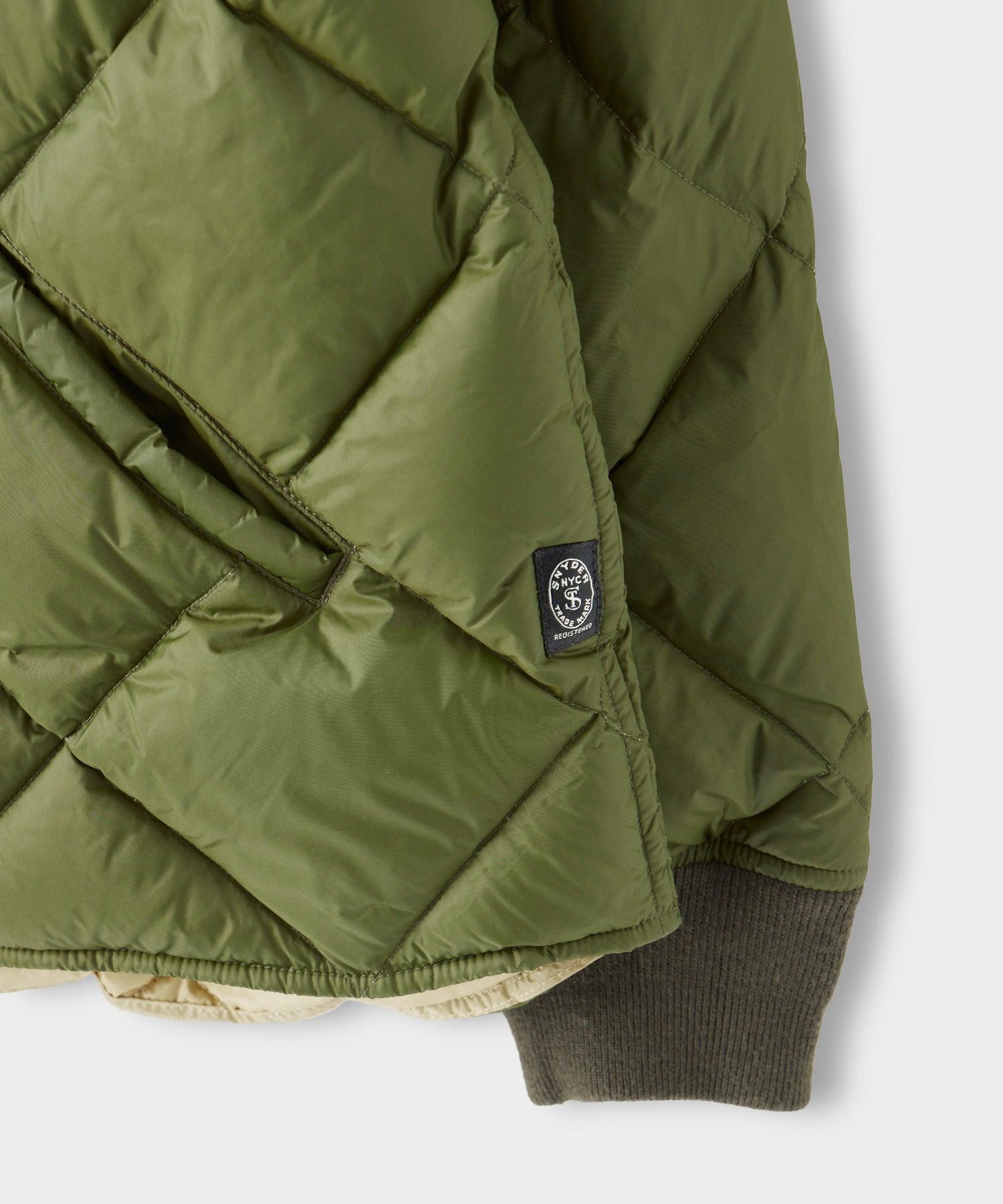 Italian Quilted Down Snap Bomber in Olive Product Image