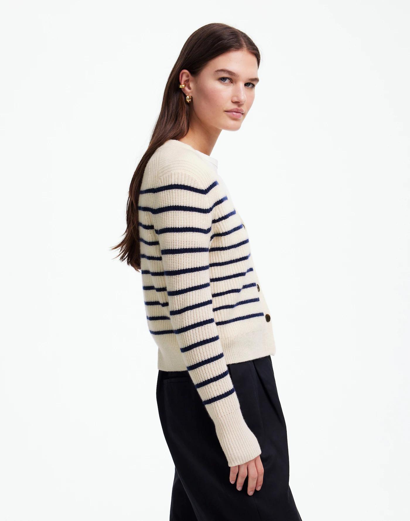 SoftWool V-Neck Cardigan in Stripe Product Image