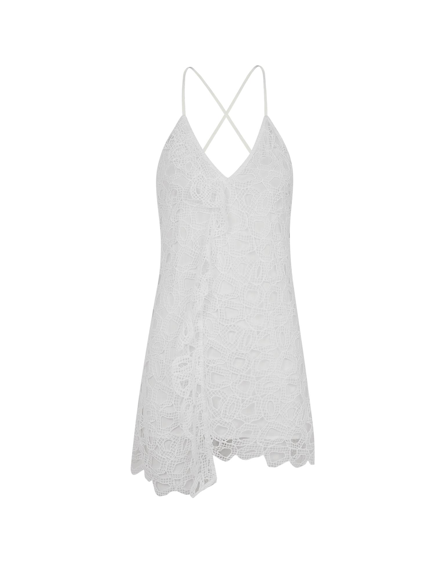 Eyelet Tisa Mini Dress - Off White Product Image