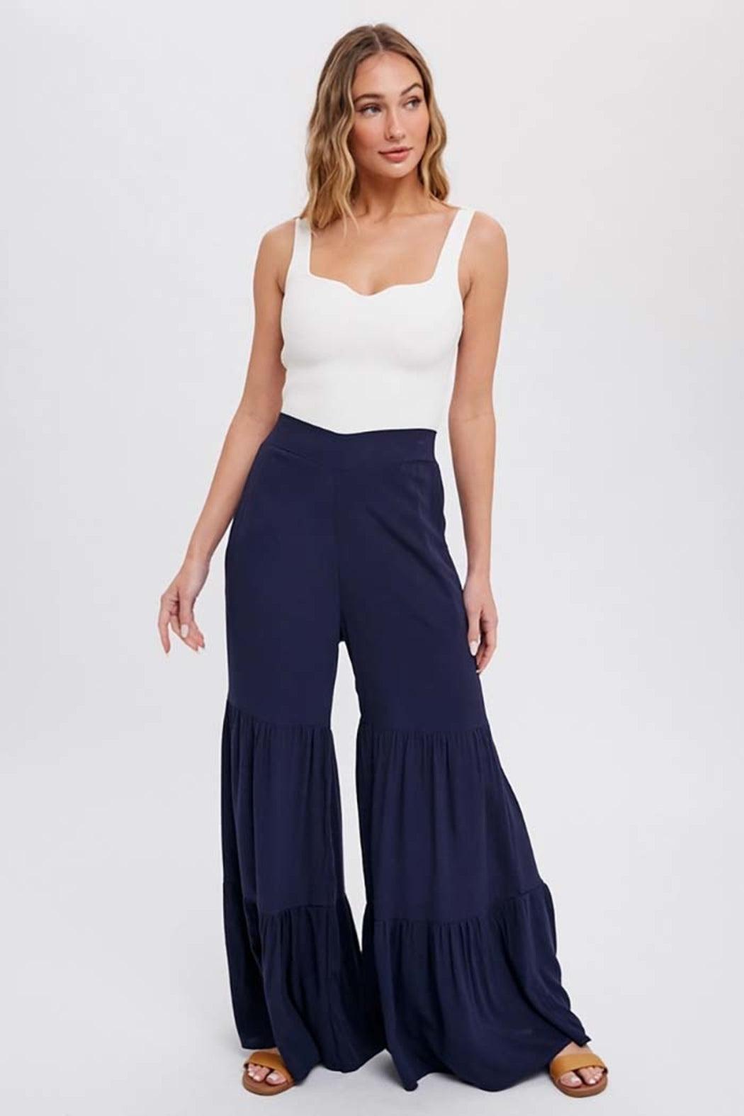 Tiered Ruffle Wide-Leg Pants Product Image