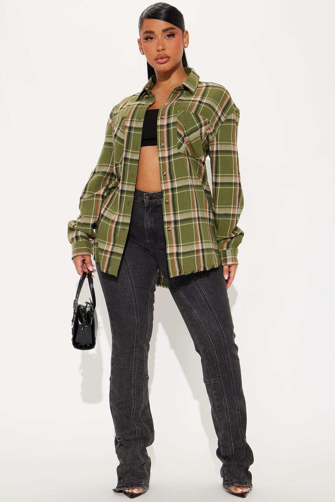 Seasons Change Plaid Shirt - Olive/combo Female Product Image