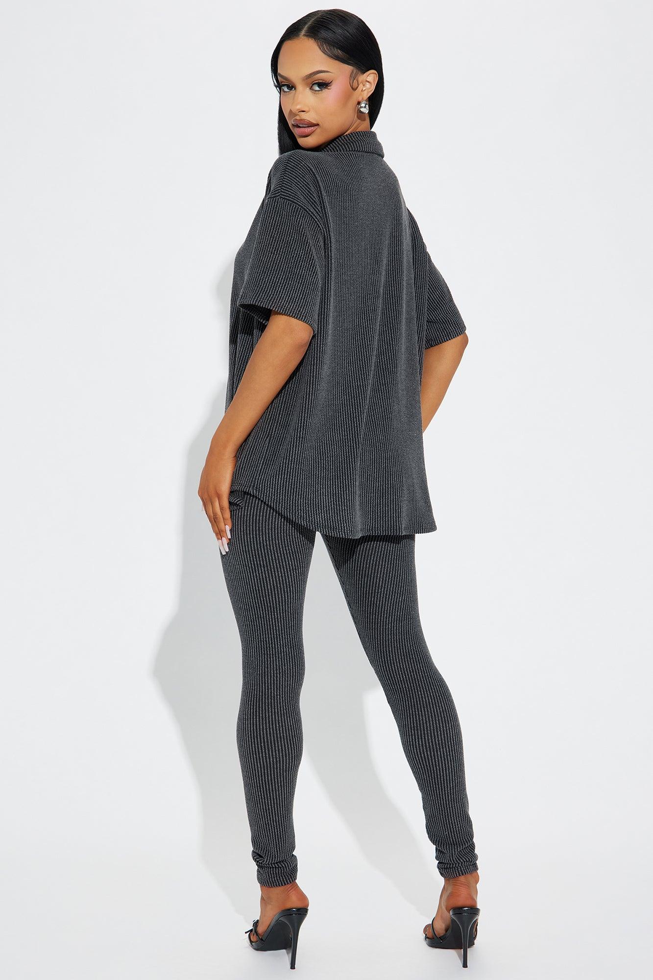 Maddie Short Sleeve Legging Set - Charcoal Product Image